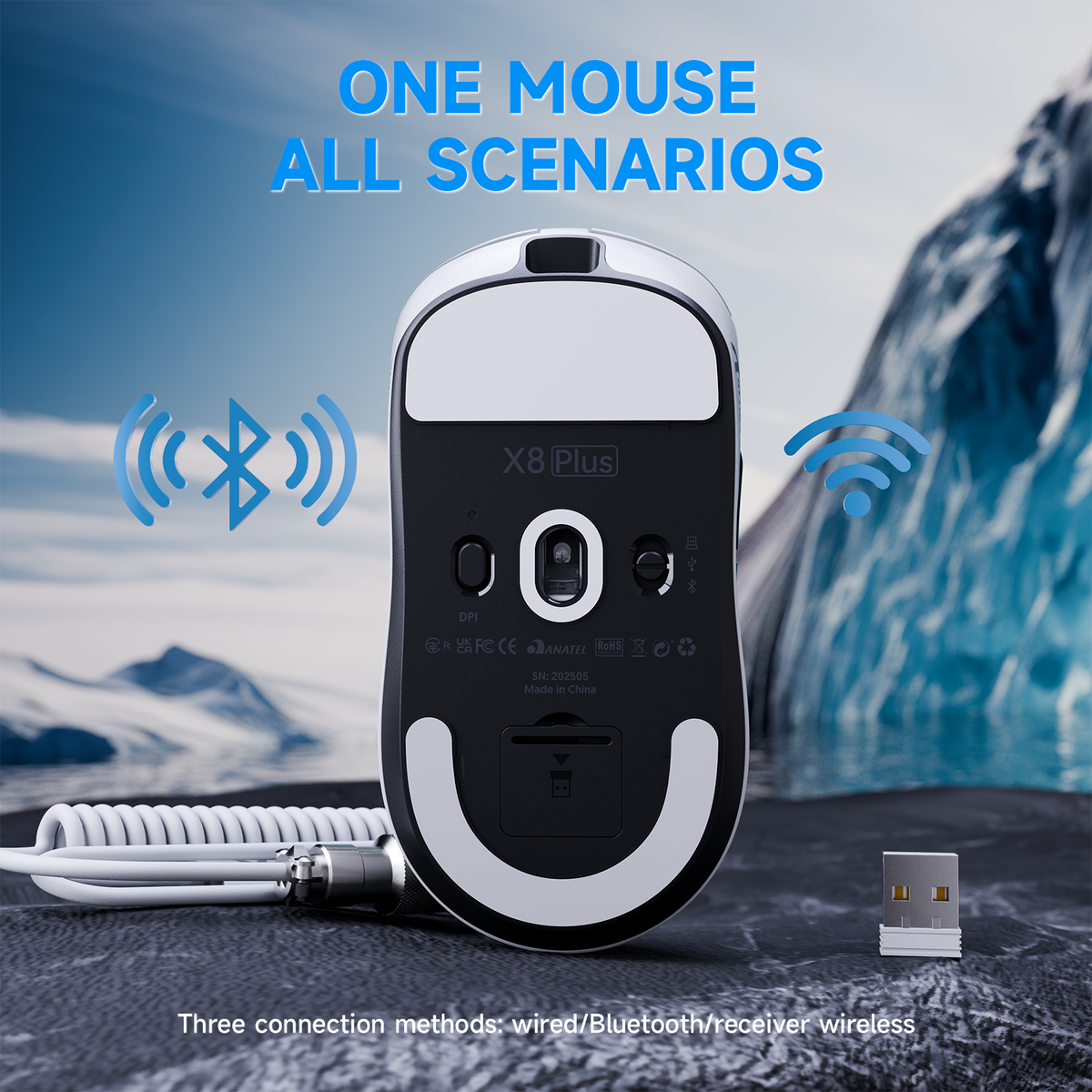 Mouse da gaming wireless tri-modalità ATTACK SHARK X8 PLUS con cavo C06 ULTRA