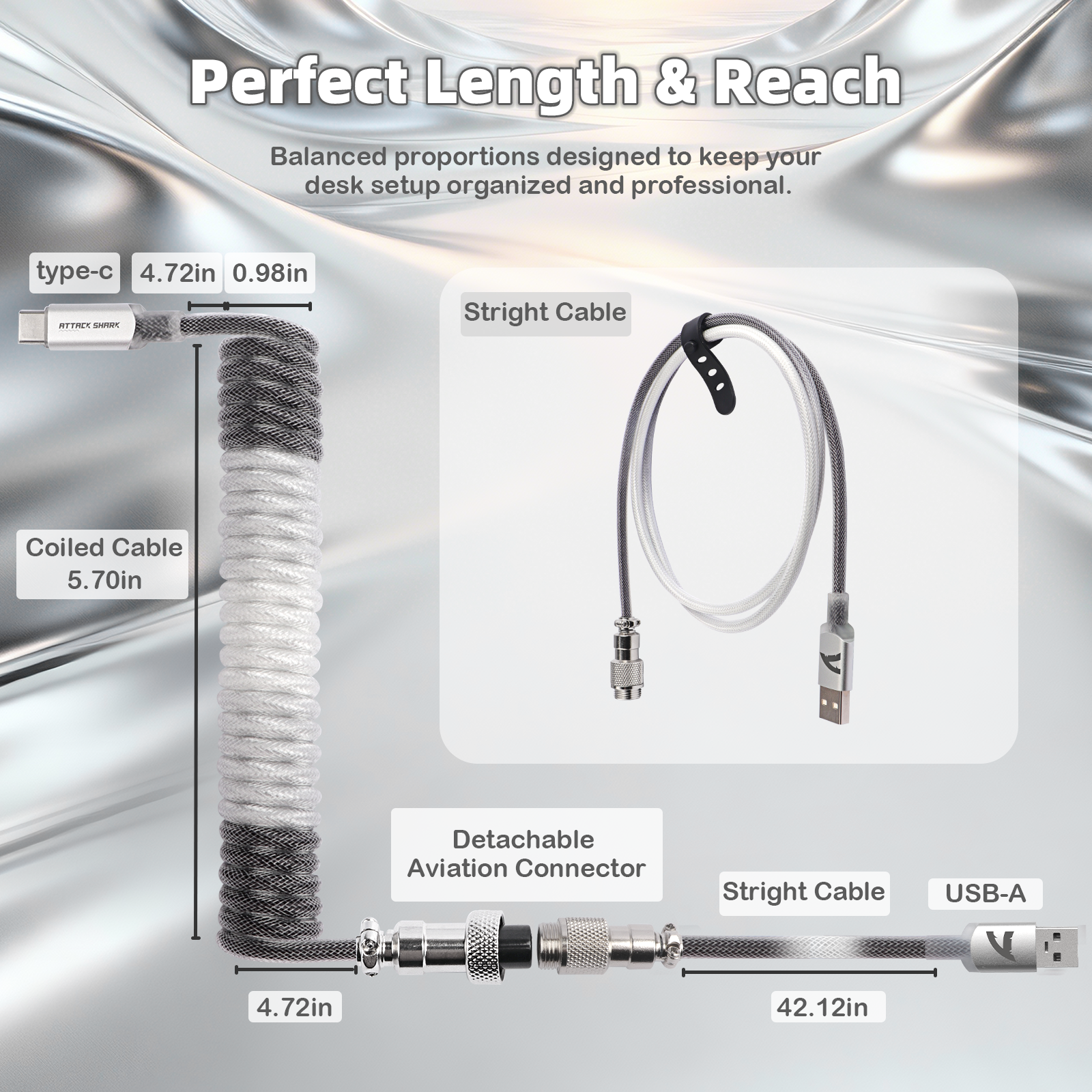 ATTACK SHARK C01ULTIMATE Cavo a spirale per tastiera magnetica 8KHz