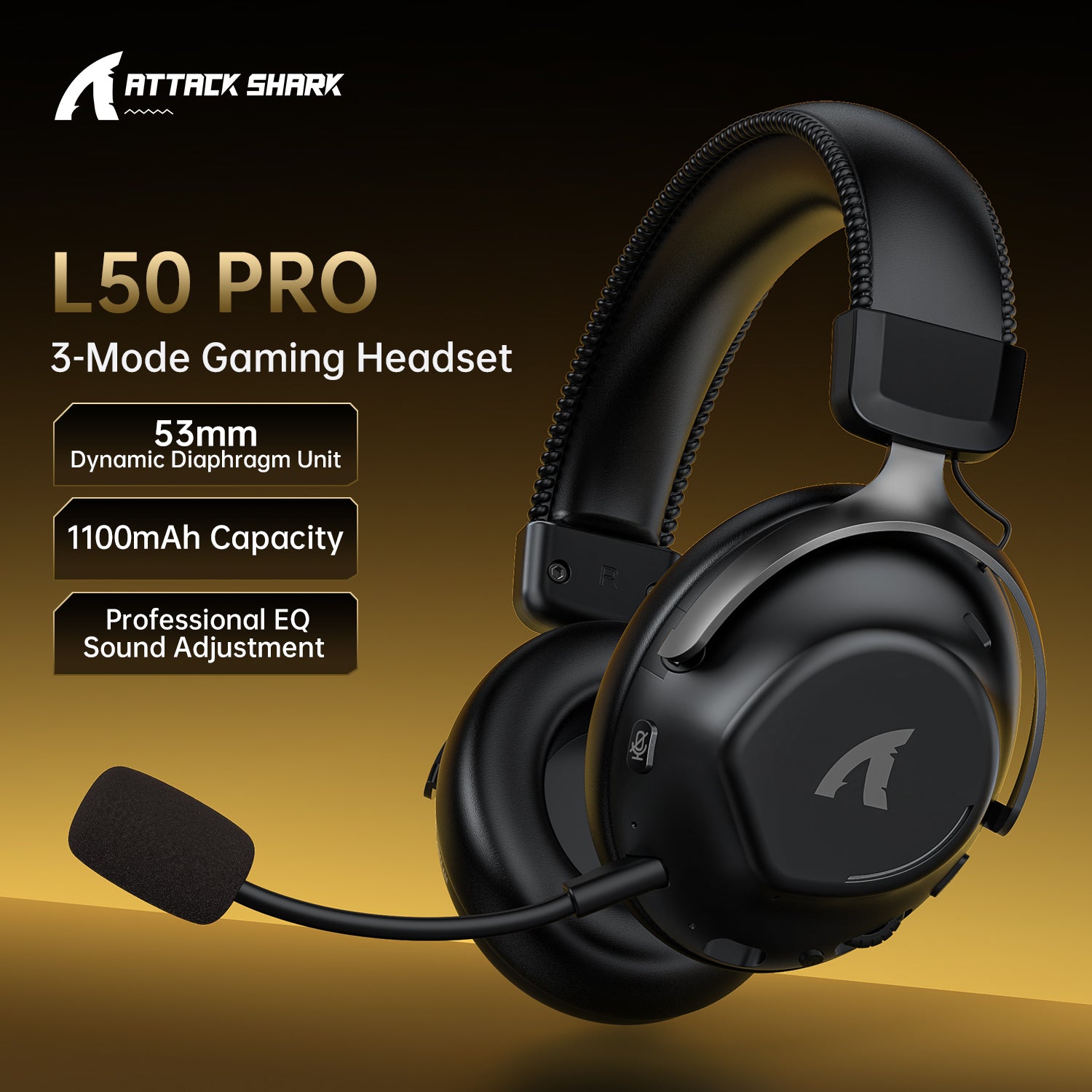 Cuffie da gioco wireless ATTACK SHARK L50PRO con connessione tri-mode