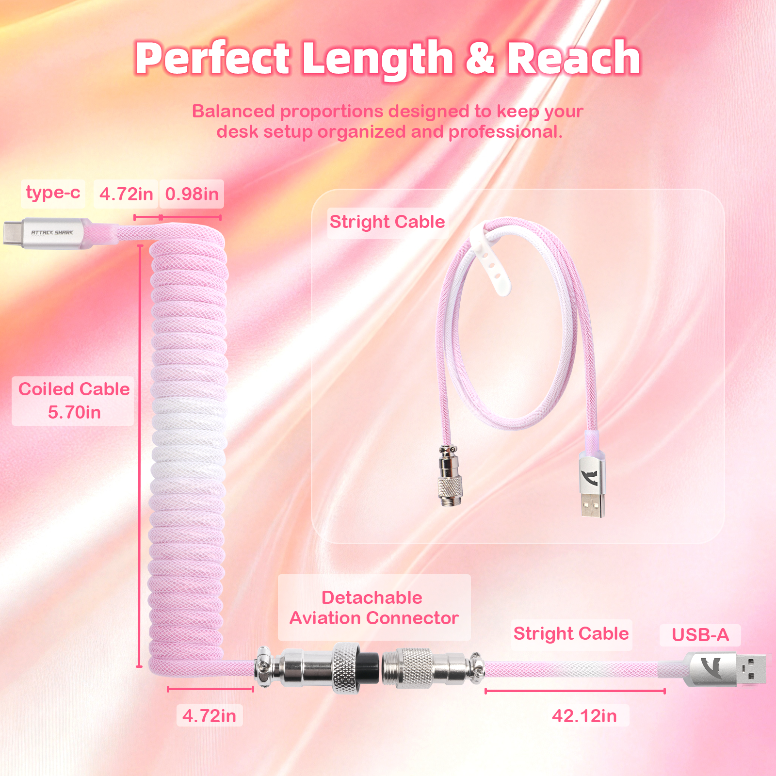 ATTACK SHARK C01ULTIMATE Cavo a spirale per tastiera magnetica 8KHz