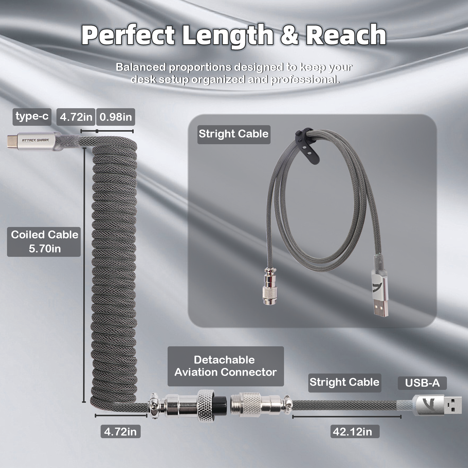 ATTACK SHARK C01ULTIMATE Cavo a spirale per tastiera magnetica 8KHz