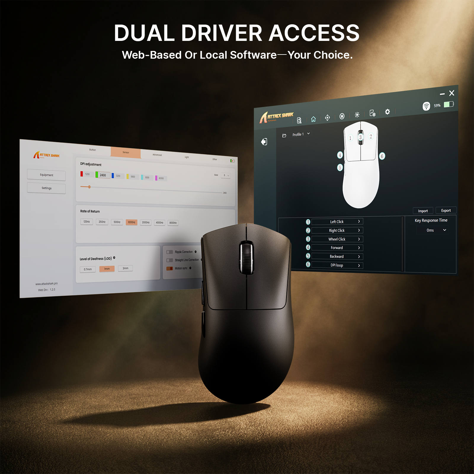 Mouse da gaming wireless ergonomico ultraleggero ATTACK SHARK V8