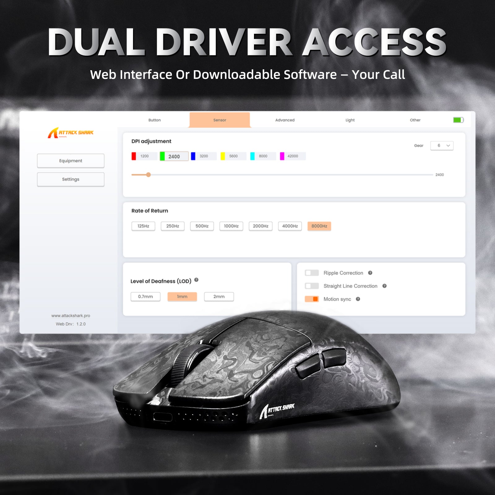 Mouse da gioco ATTACK SHARK R11 ULTRA in fibra di carbonio senza fili 8K PAW3950MAX