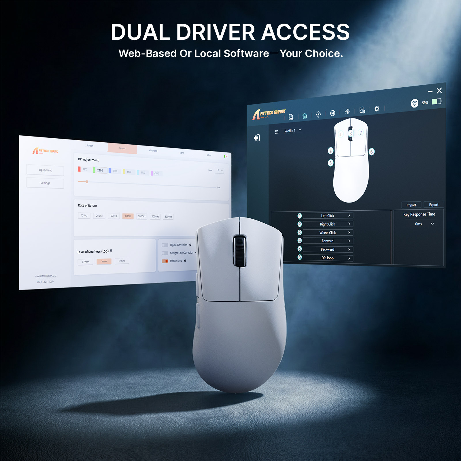 Mouse da gaming wireless ergonomico ultraleggero ATTACK SHARK V8