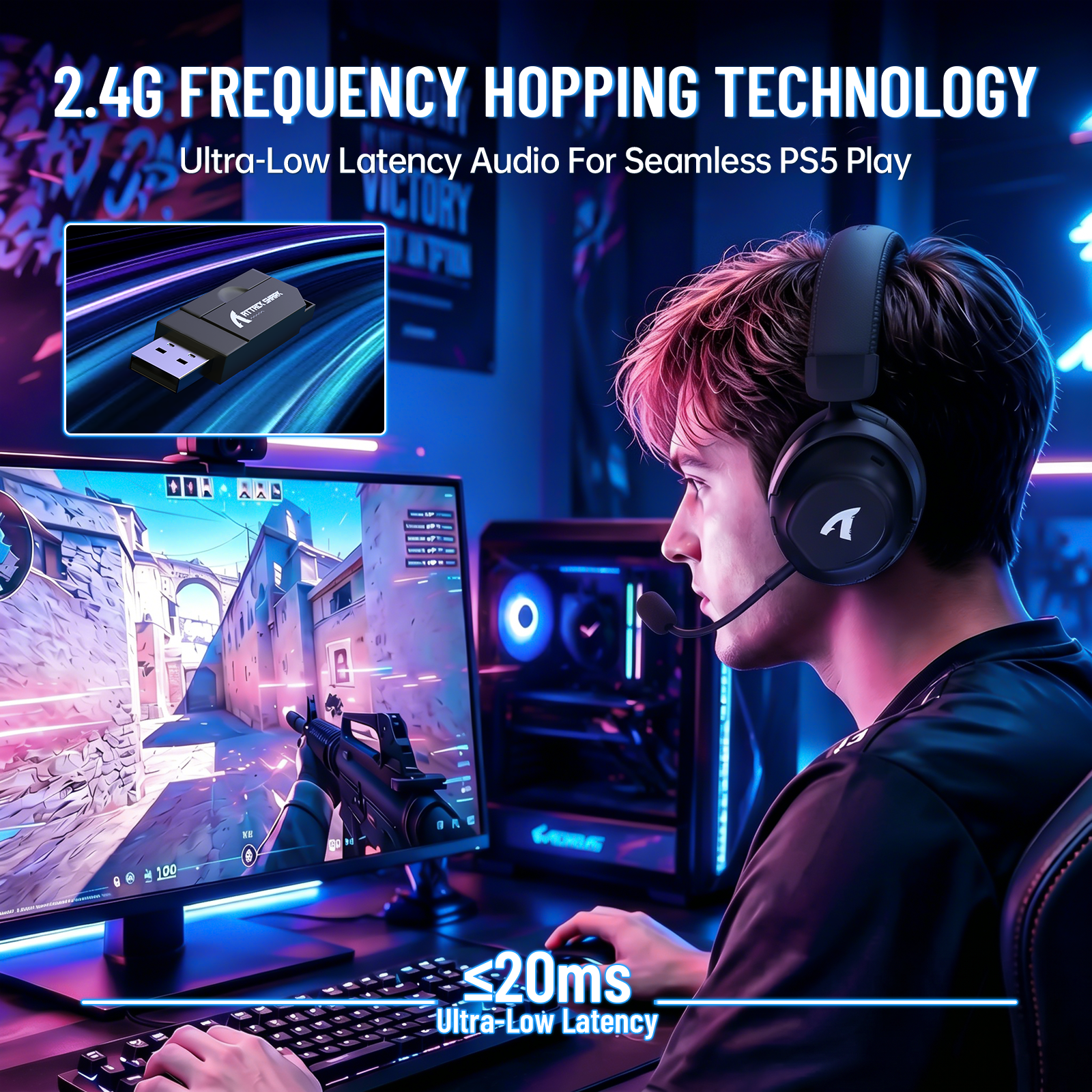 Cuffie da gioco wireless ATTACK SHARK L50 PRO a tre modalità