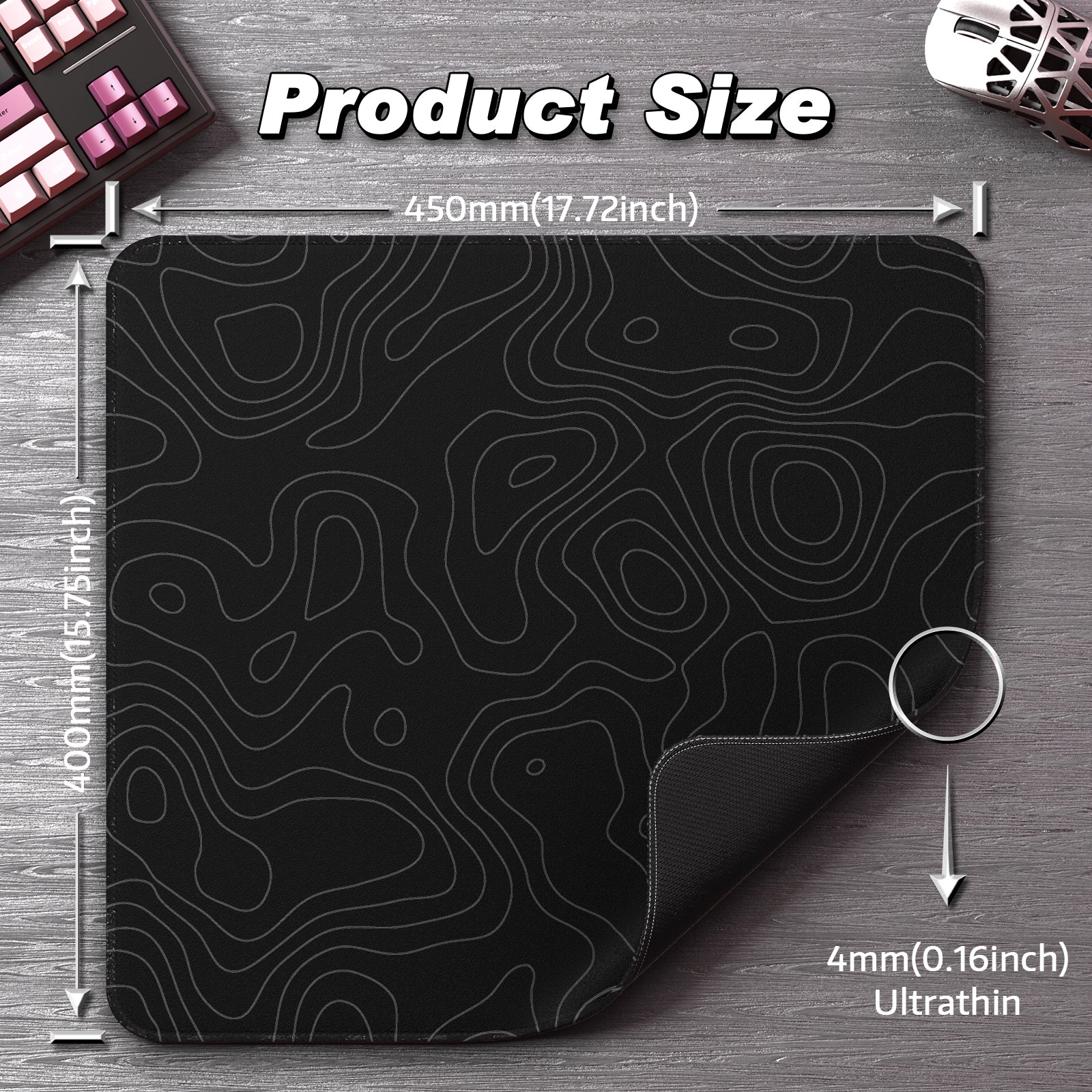 ATTACK SHARK CM02 Mousepad da Gioco eSport (450x400x4 MM)