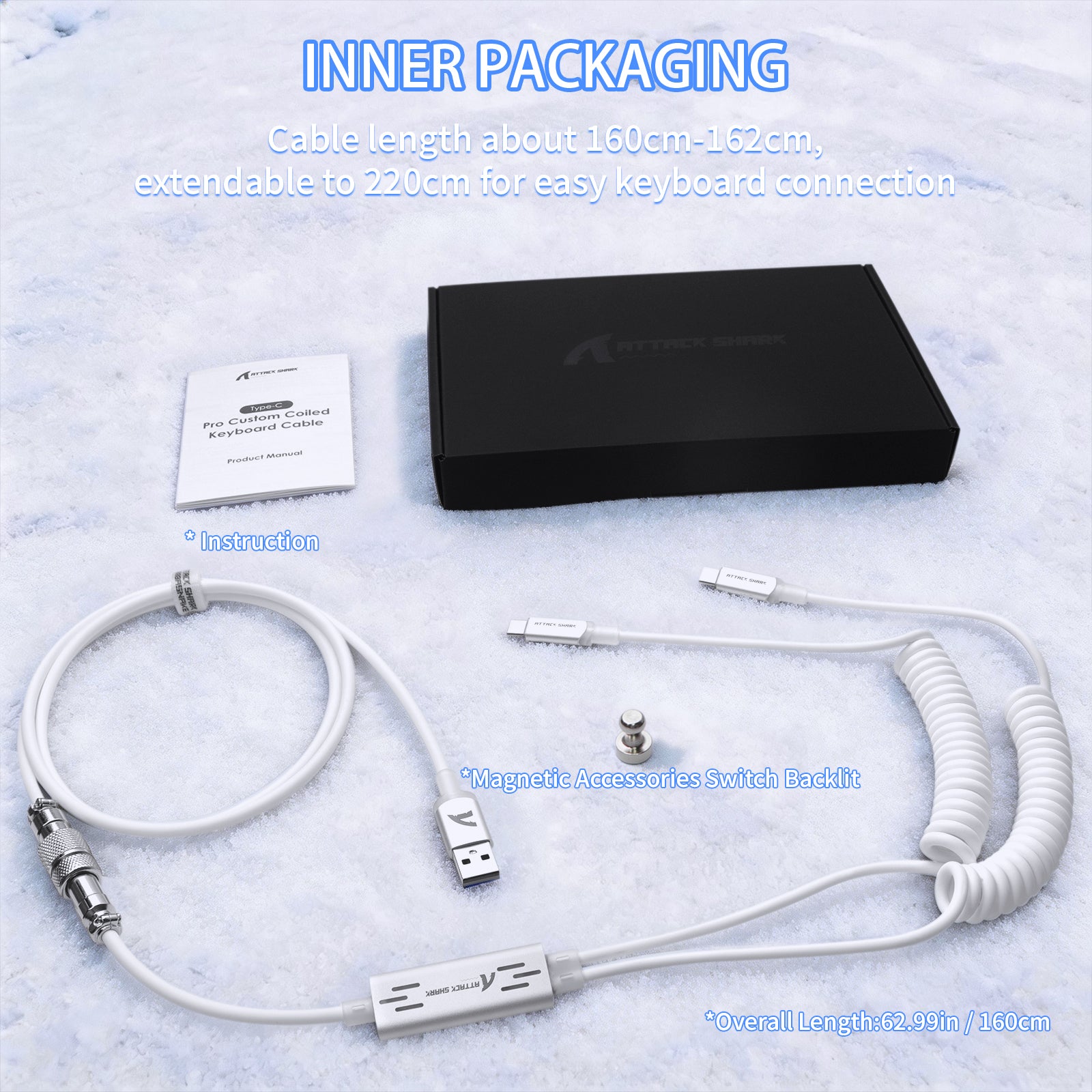 ATTACK SHARK C08 Cavo Aviation personalizzato 2-in-1 per tastiere magnetiche 8kHz