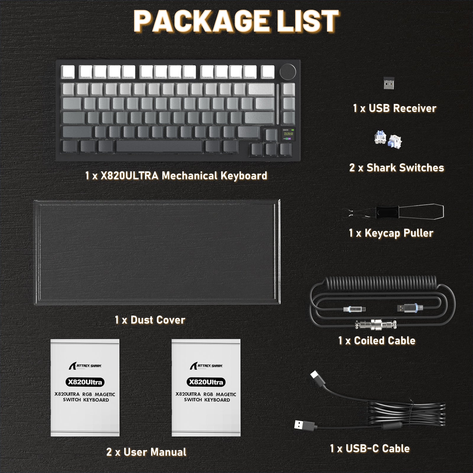 Tastiera meccanica ATTACK SHARK X820ULTRA con cavo a spirale C01ULTRA
