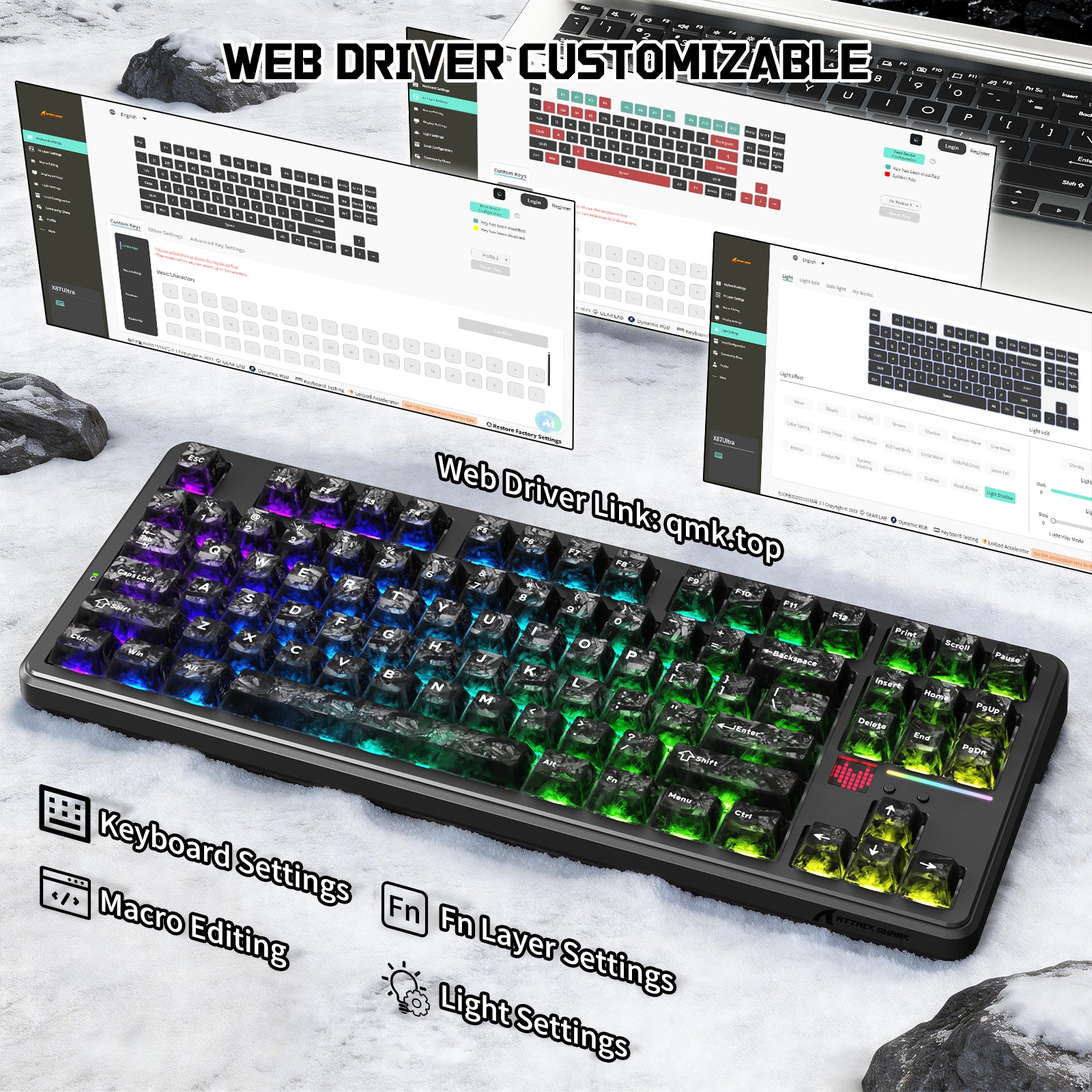 ATTACK SHARK X87 ULTRA Tastiera meccanica wireless con ricevitore wireless 8K
