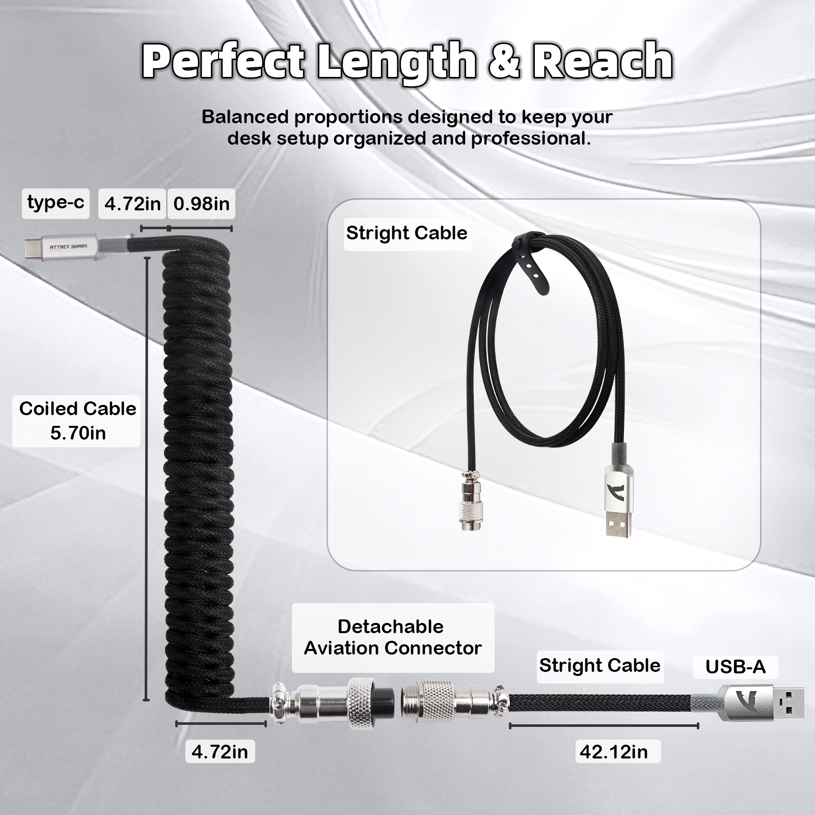 ATTACK SHARK C01ULTIMATE Cavo a spirale per tastiera magnetica 8KHz