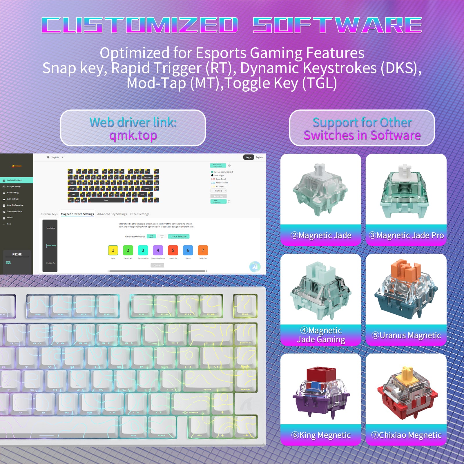 ATTACK SHARK R82 HE Tastiera Gaming Wired 75% con Cavo LED C01ULTRA