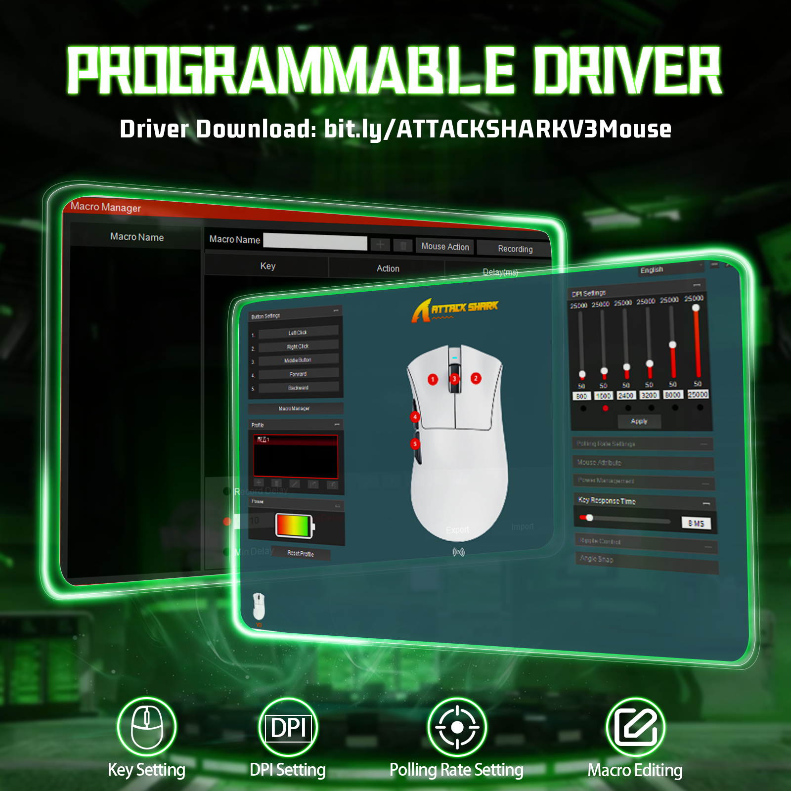 ATTACK SHARK V3 Mouse da Gioco Tri-Mode Ultra-Leggero