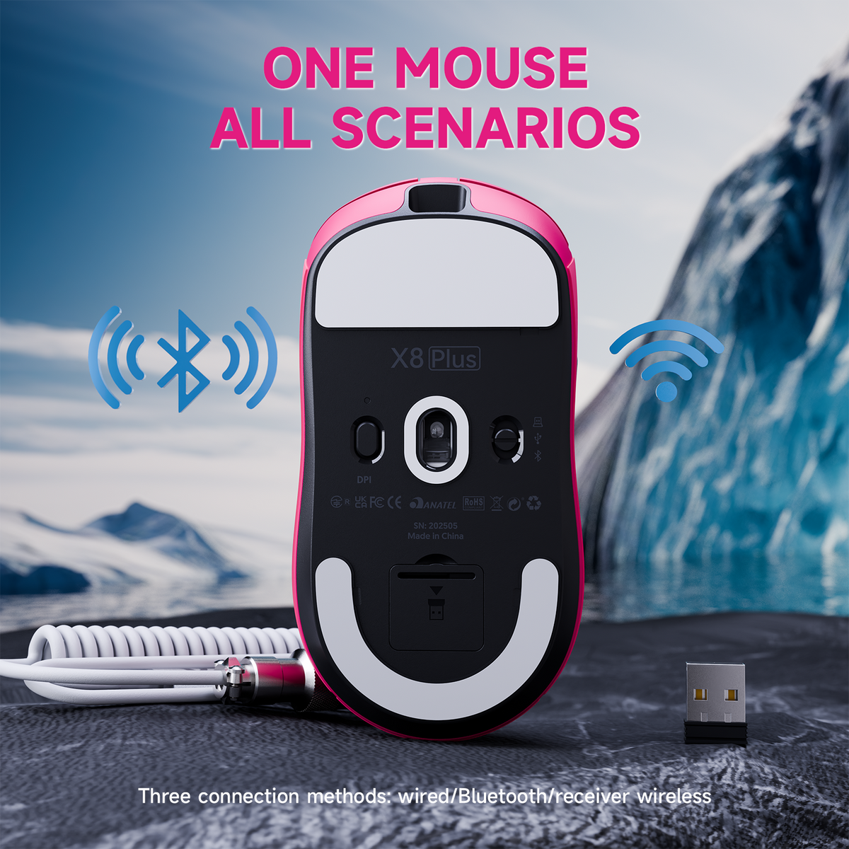 Mouse da gaming wireless tri-modalità ATTACK SHARK X8 PLUS con cavo C06 ULTRA