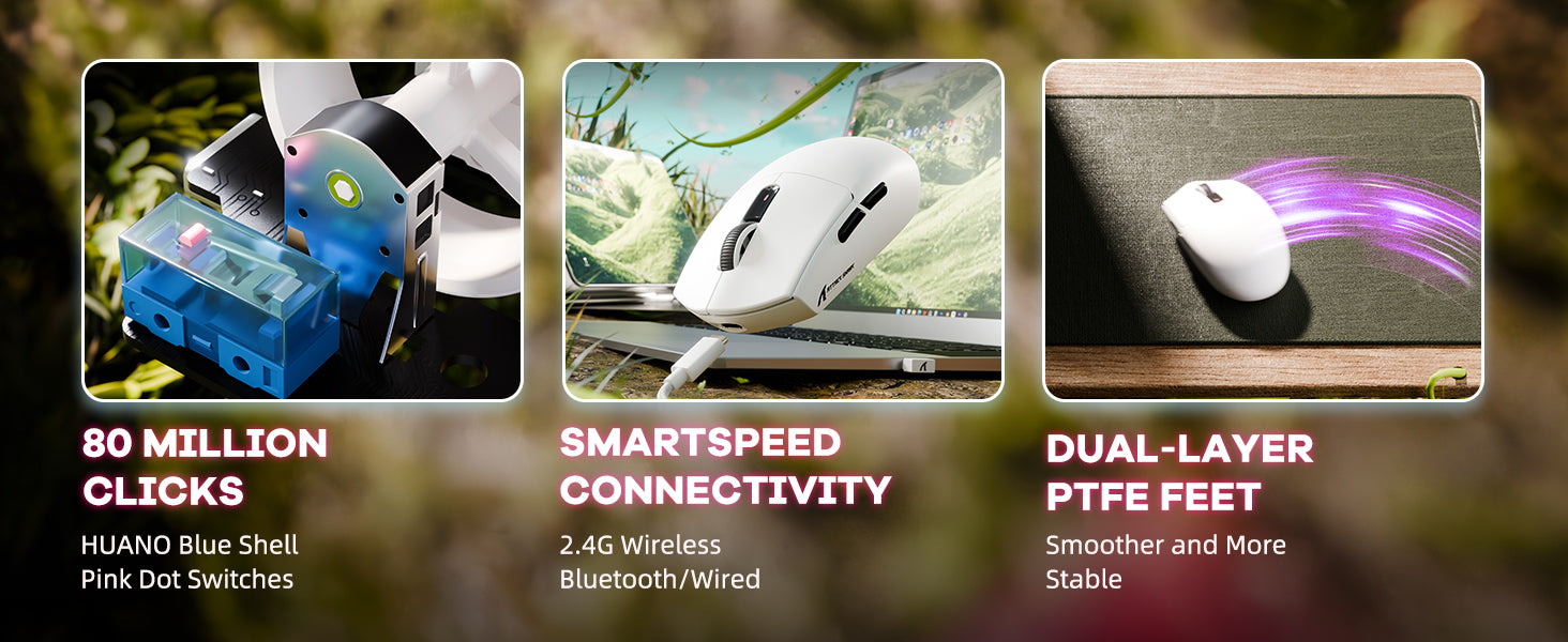 ATTACK SHARK G3 Mouse da Gaming Wireless Tri-mode 25000 DPI Ultra Leggero