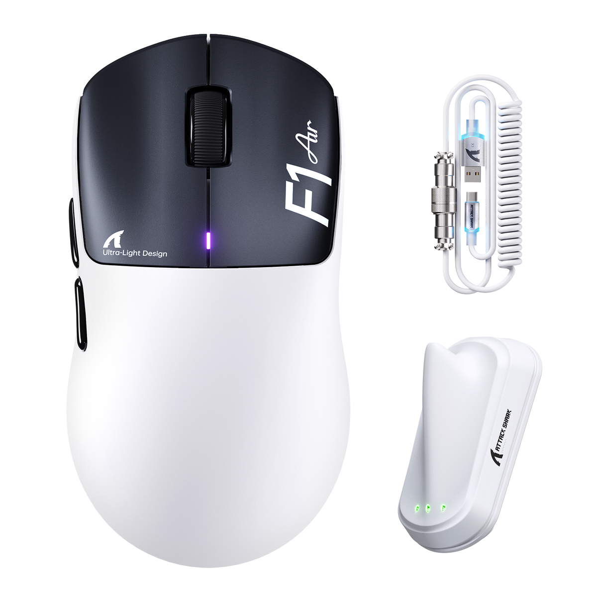 ATTACK SHARK F1 AIR 39g Mouse da gaming wireless con PAW3955MAX e cavo C06 Ultra
