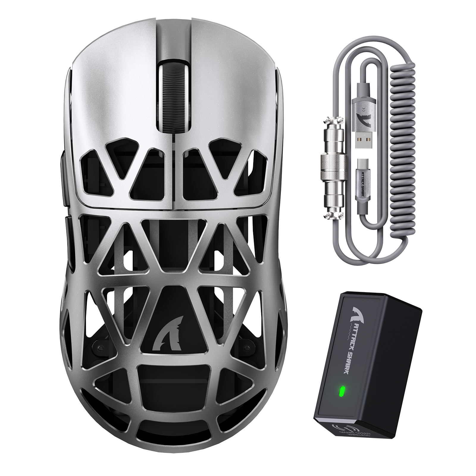 Mouse da Gaming PAW3950 in Lega di Magnesio ATTACK SHARK R2 8K con Cavo a Molla (Dock di Ricarica Non Incluso)