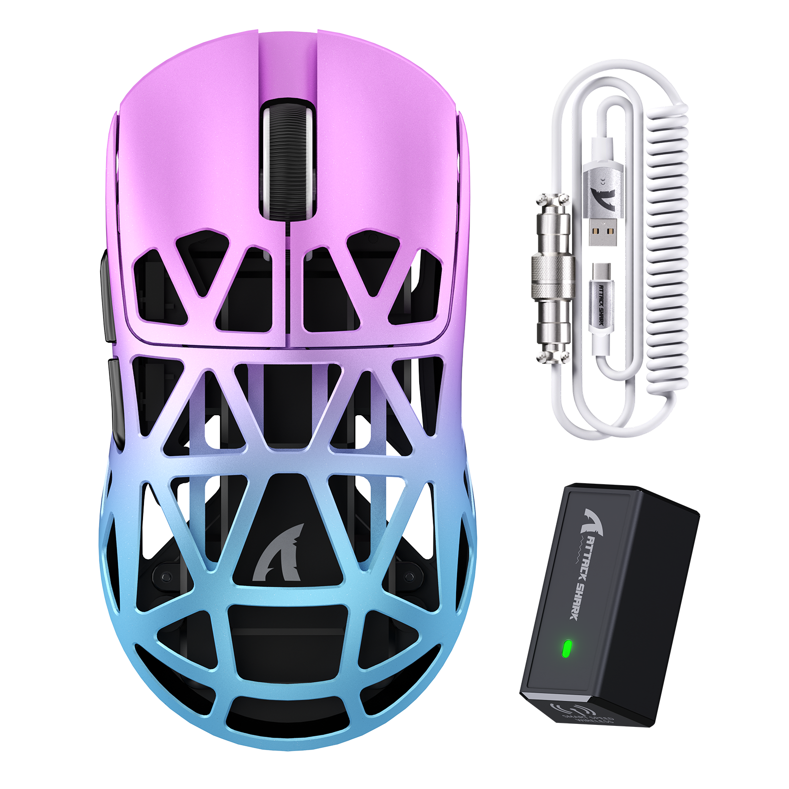 ATTACK SHARK R2 Mouse da Gioco in Lega di Magnesio PAW3950 8K con Cavo Avvolto per Mouse (Dock di Ricarica Non Incluso)