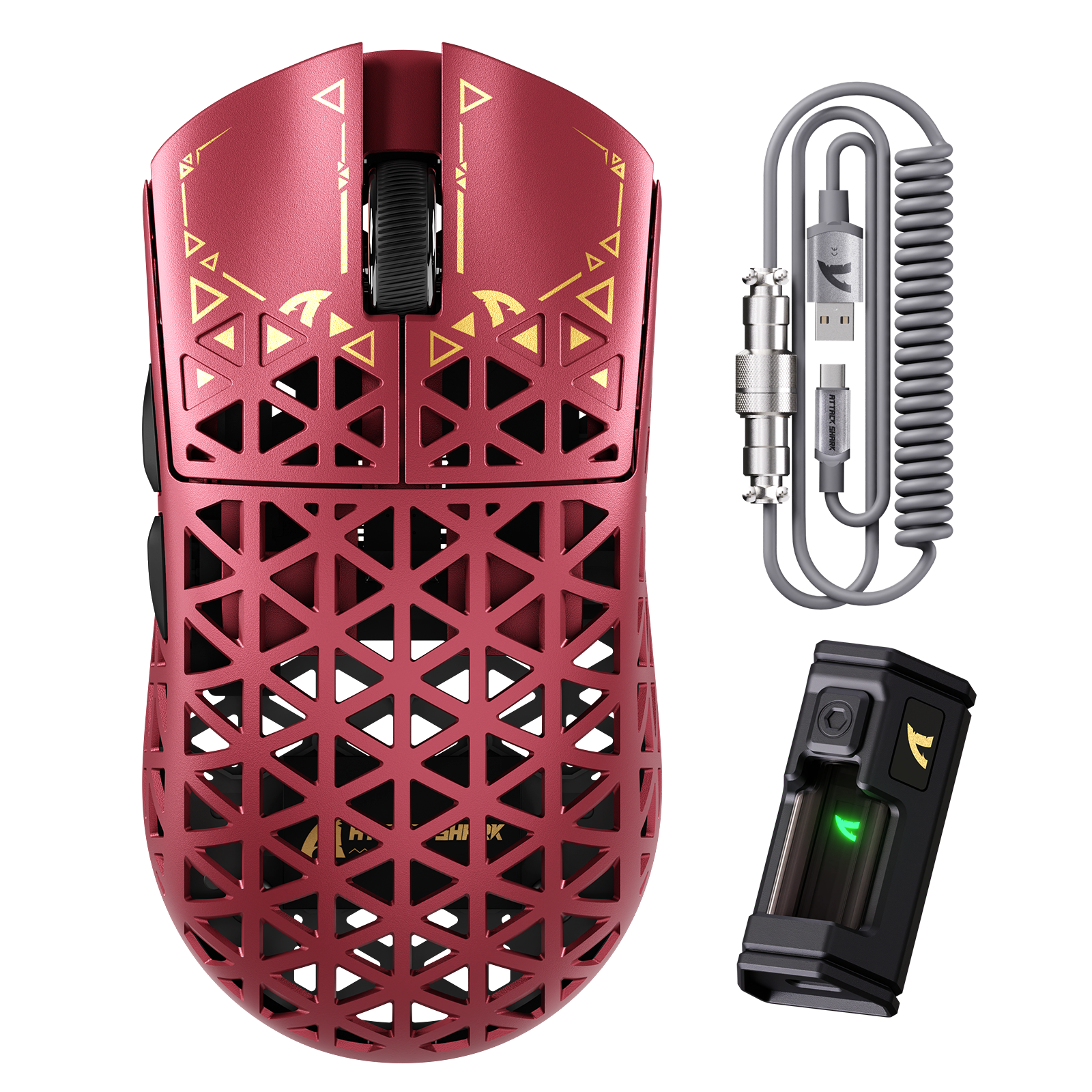 ATTACK SHARK R5 ULTRA Mouse da Gioco Wireless in Fibra di Carbonio 8K PAW3950MAX con Cavo Avvolto 8K