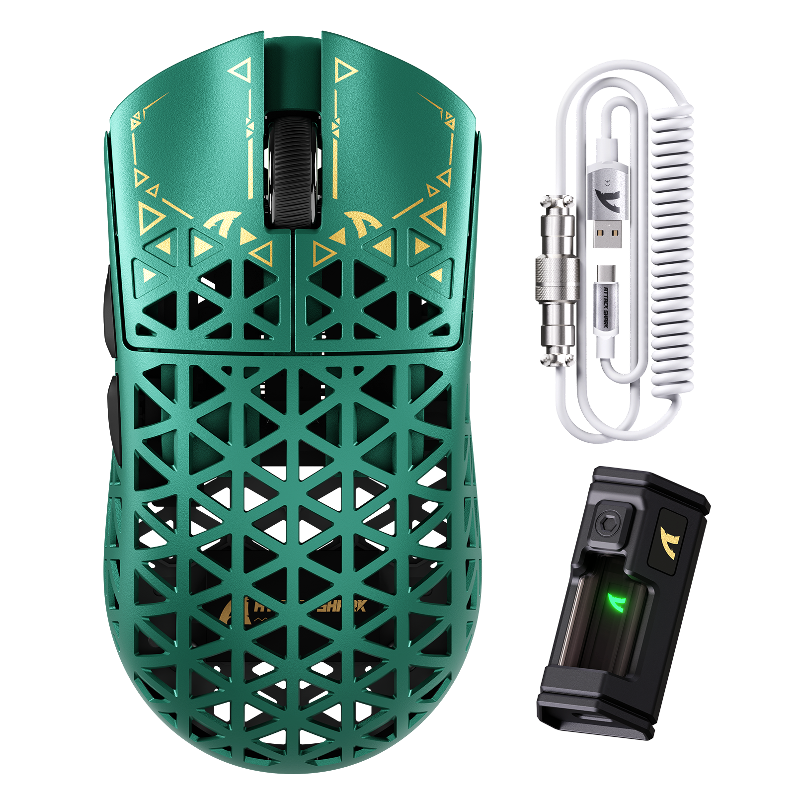 ATTACK SHARK R5 ULTRA Mouse da Gioco Wireless in Fibra di Carbonio 8K PAW3950MAX con Cavo Avvolto 8K