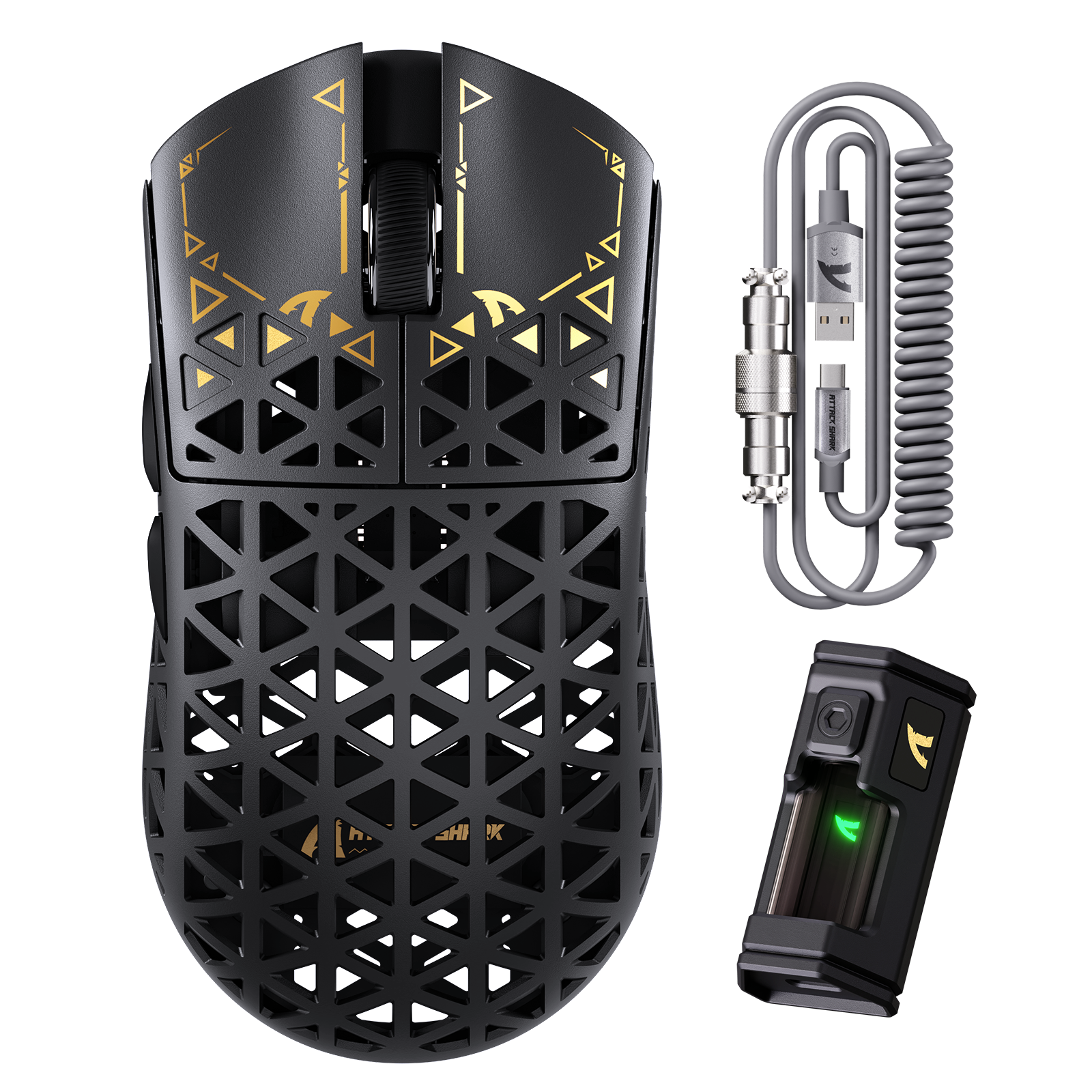 ATTACK SHARK R5 ULTRA Mouse da Gioco Wireless in Fibra di Carbonio 8K PAW3950MAX con Cavo Avvolto 8K