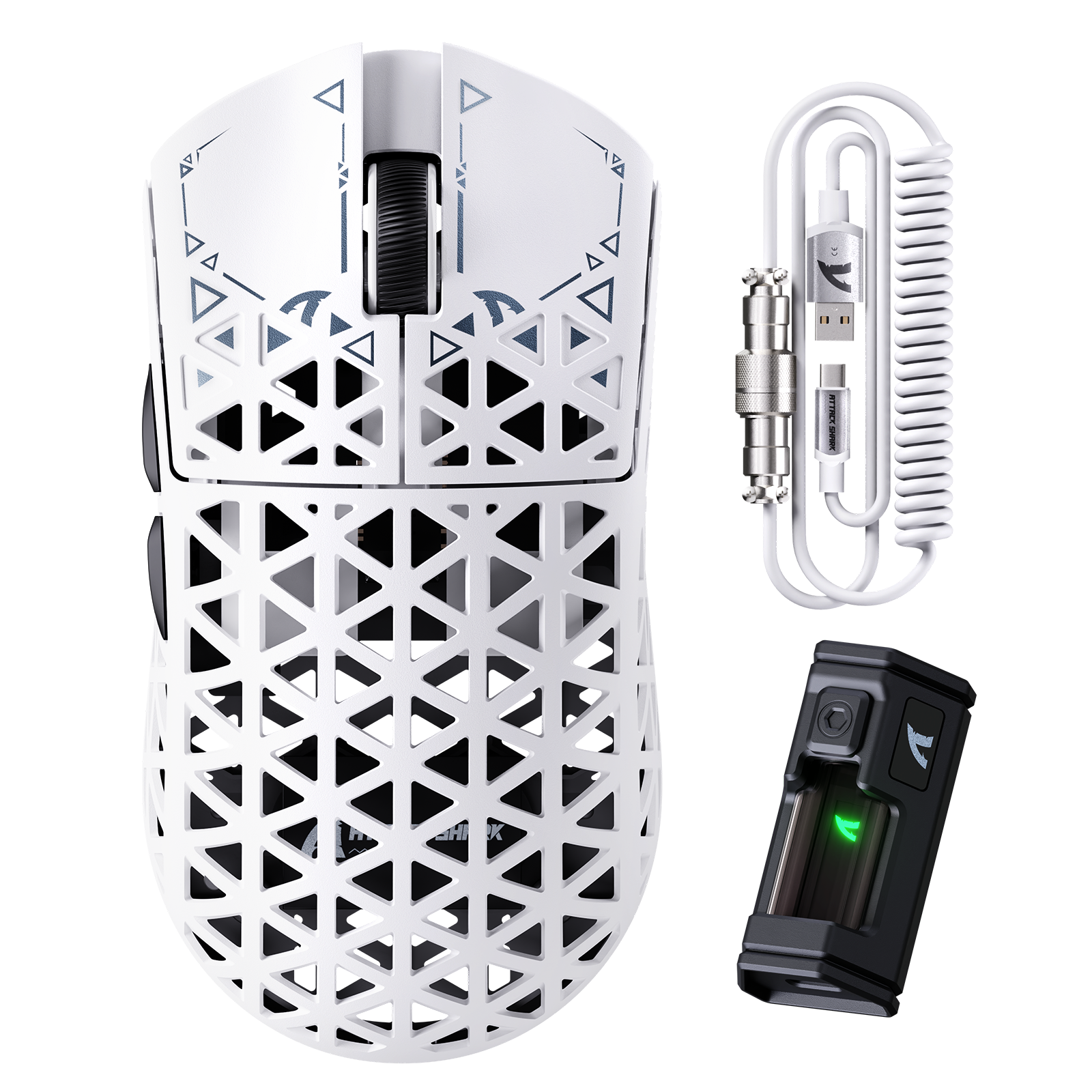 ATTACK SHARK R5 ULTRA Mouse da Gioco Wireless in Fibra di Carbonio 8K PAW3950MAX con Cavo Avvolto 8K