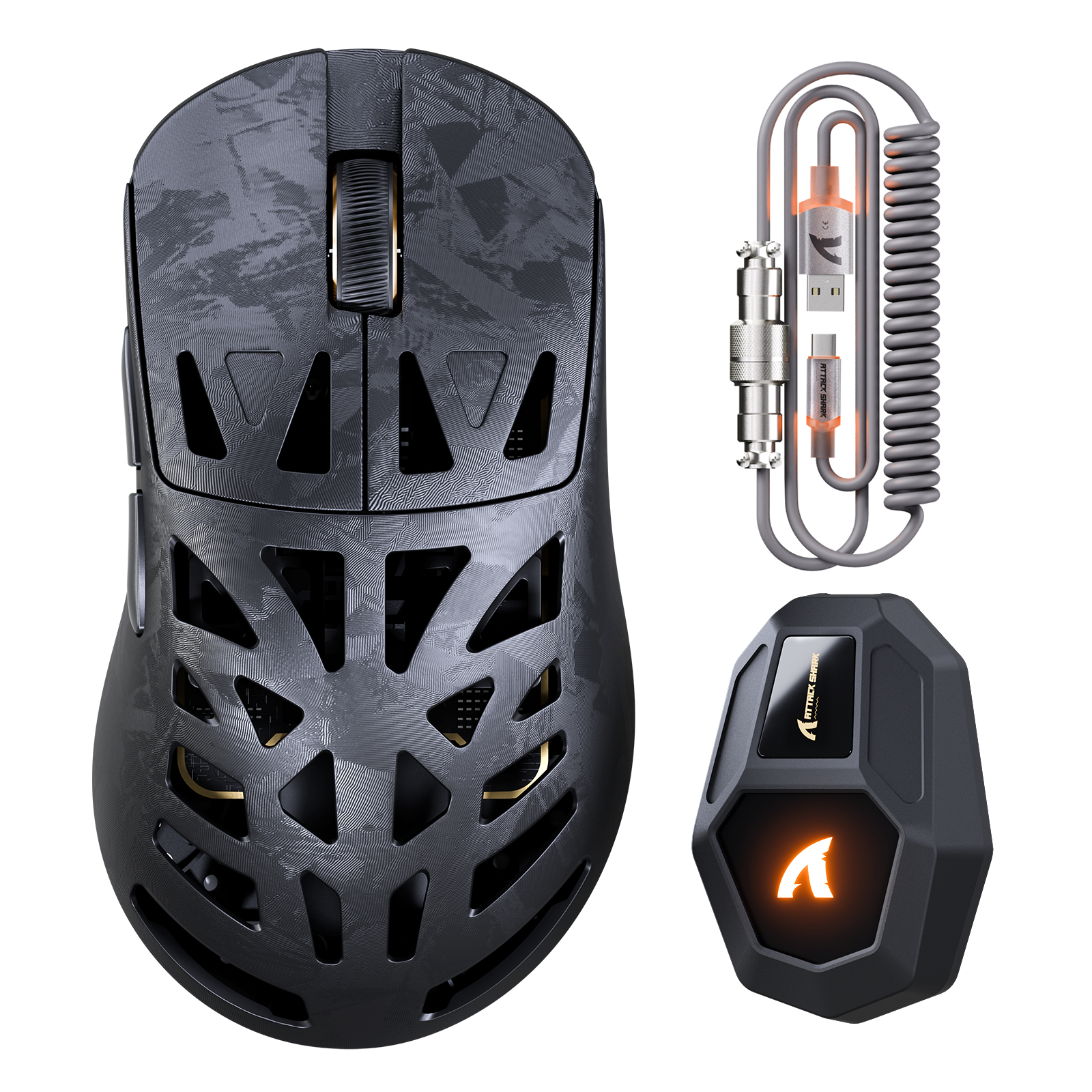 Mouse da gaming wireless ATTACK SHARK RS6 ULTRA in fibra di carbonio con PAW3955MAX