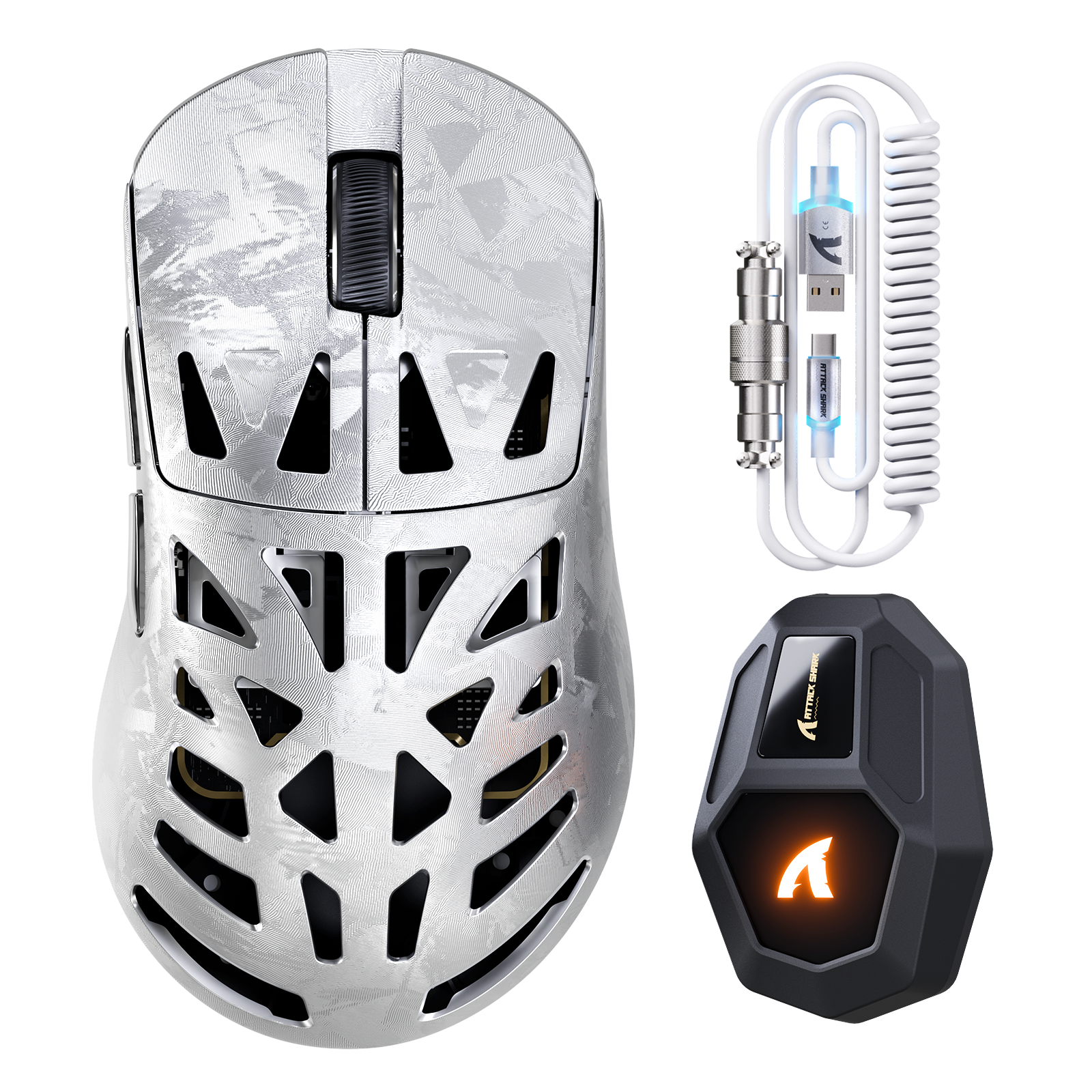 Mouse da gaming wireless ATTACK SHARK RS6 ULTRA in fibra di carbonio con PAW3955MAX