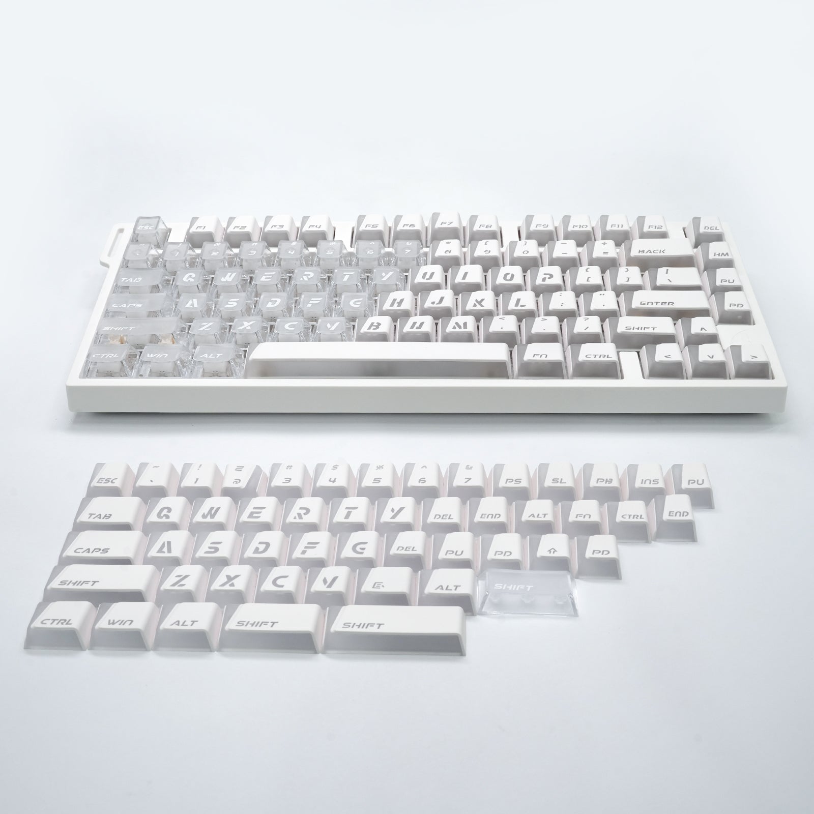 ATTACK SHARK SK07, 131 tasti, keycap Prism con retroilluminazione trasparente, ANSI, bianco