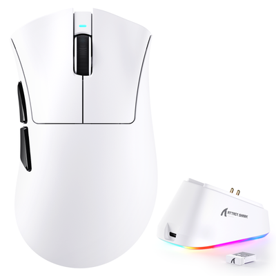 ATTACK SHARK V3 PRO Ultra-Leggero Mouse da Gaming Tri-Mode con Dock di Ricarica