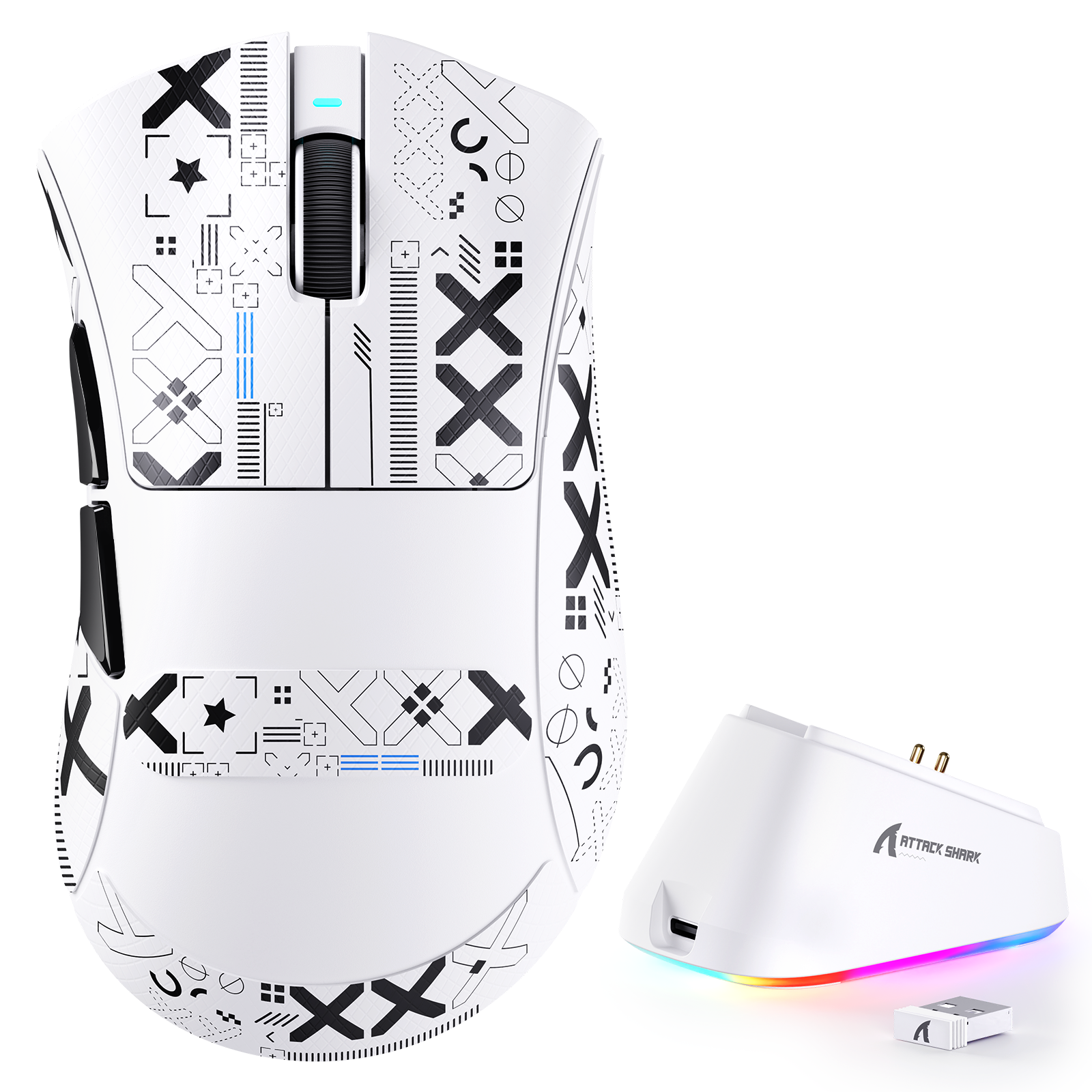 ATTACK SHARK V3PRO Mouse da gioco Ultra-leggero Tri-Modalità con dock di ricarica