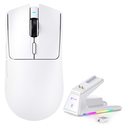 ATTACK SHARK X1 Mouse da Gioco Tri-mode con Touchpad Dock di Ricarica RGB Sensore PAW3395PRO