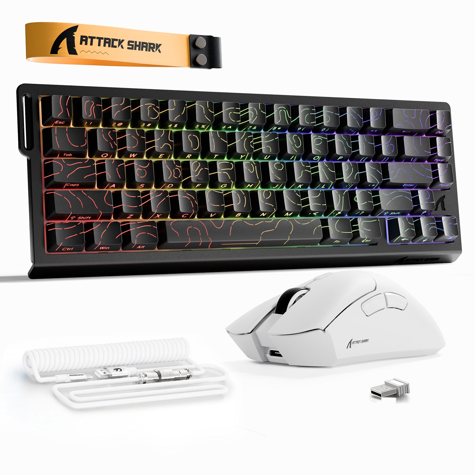 ATTACK SHARK X68HE Tastiera Rapid Trigger + Bundle mouse da gioco wireless R1 + cavo a spirale C01
