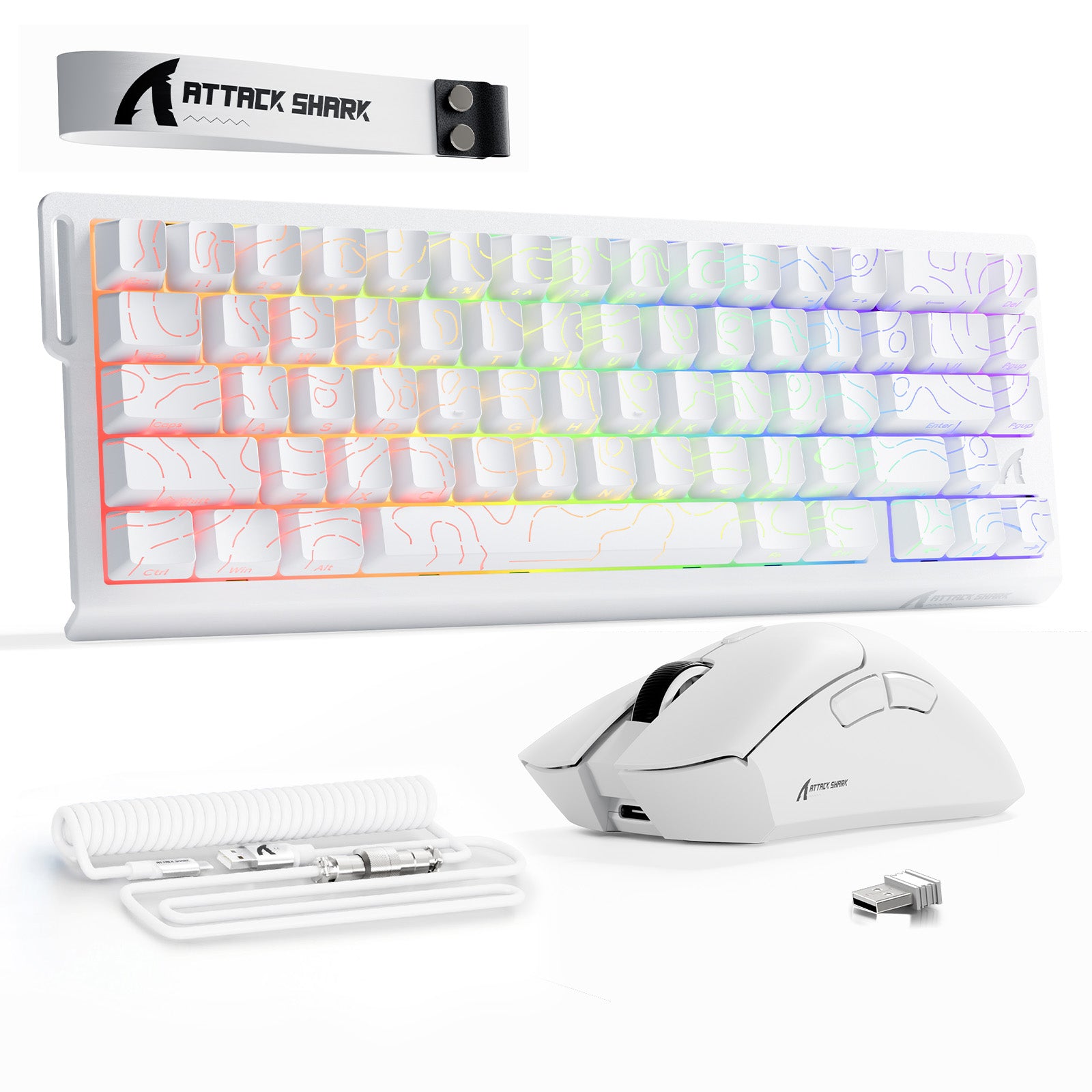 ATTACK SHARK X68HE Tastiera Rapid Trigger + Bundle mouse da gioco wireless R1 + cavo a spirale C01