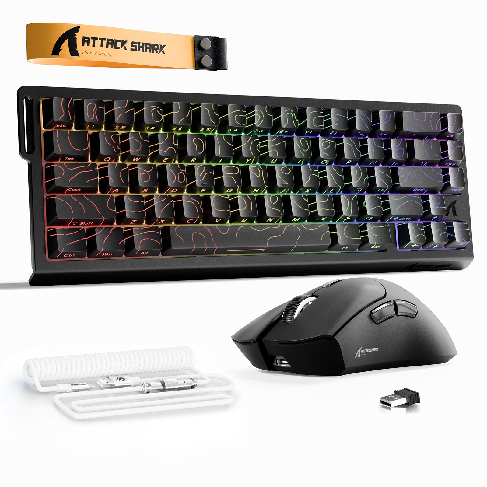 ATTACK SHARK X68HE Tastiera Rapid Trigger + Bundle mouse da gioco wireless R1 + cavo a spirale C01