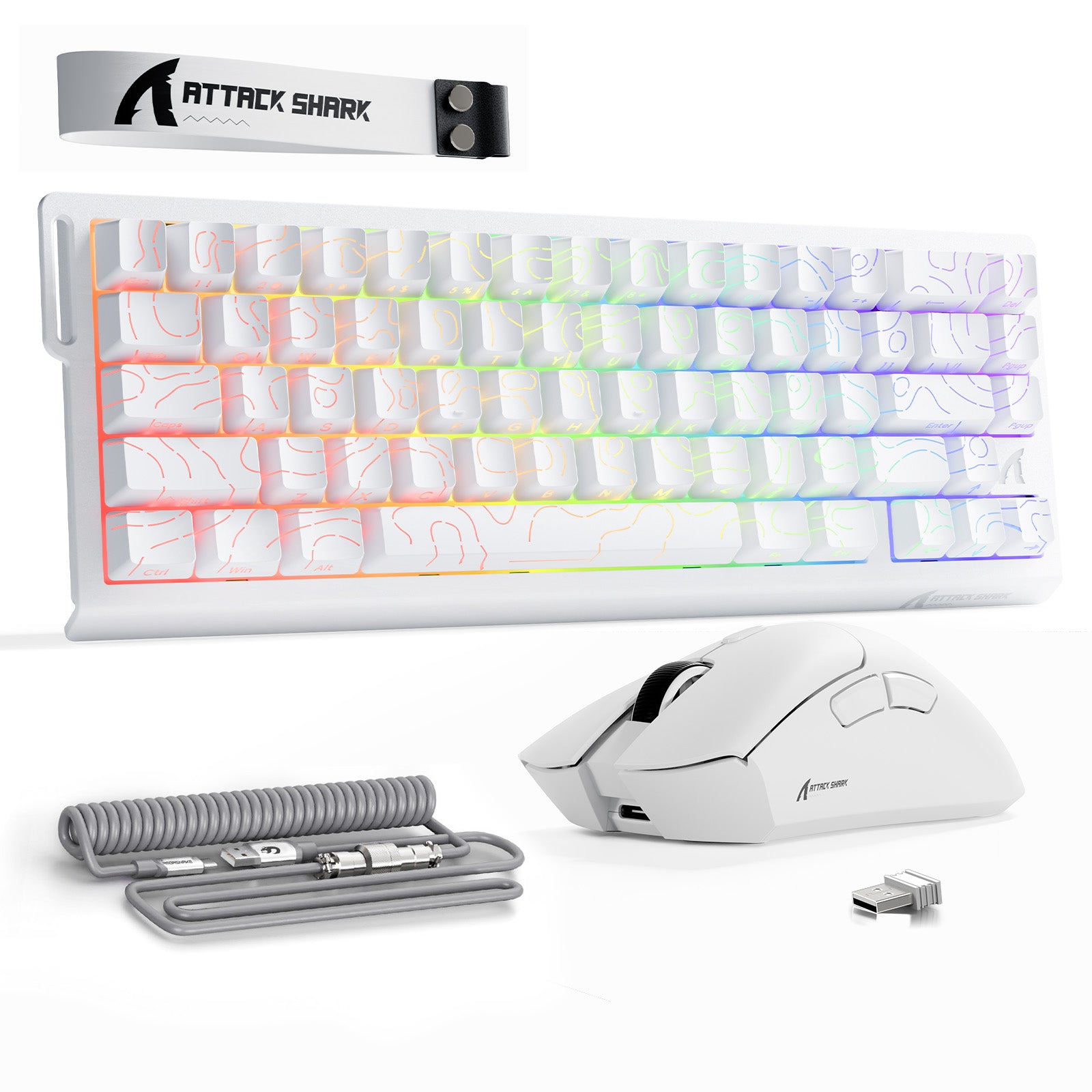 ATTACK SHARK X68HE Tastiera Rapid Trigger + Bundle mouse da gioco wireless R1 + cavo a spirale C01
