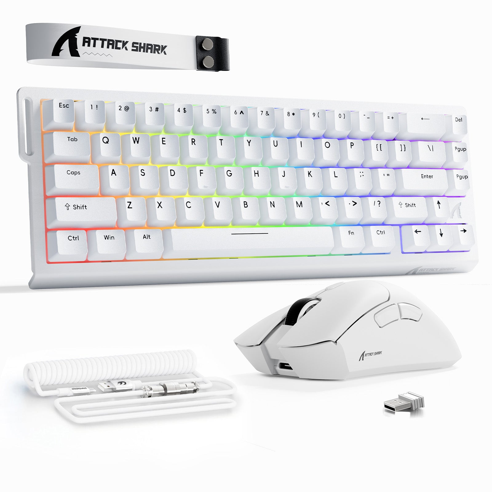 ATTACK SHARK X68HE Tastiera Rapid Trigger + Bundle mouse da gioco wireless R1 + cavo a spirale C01