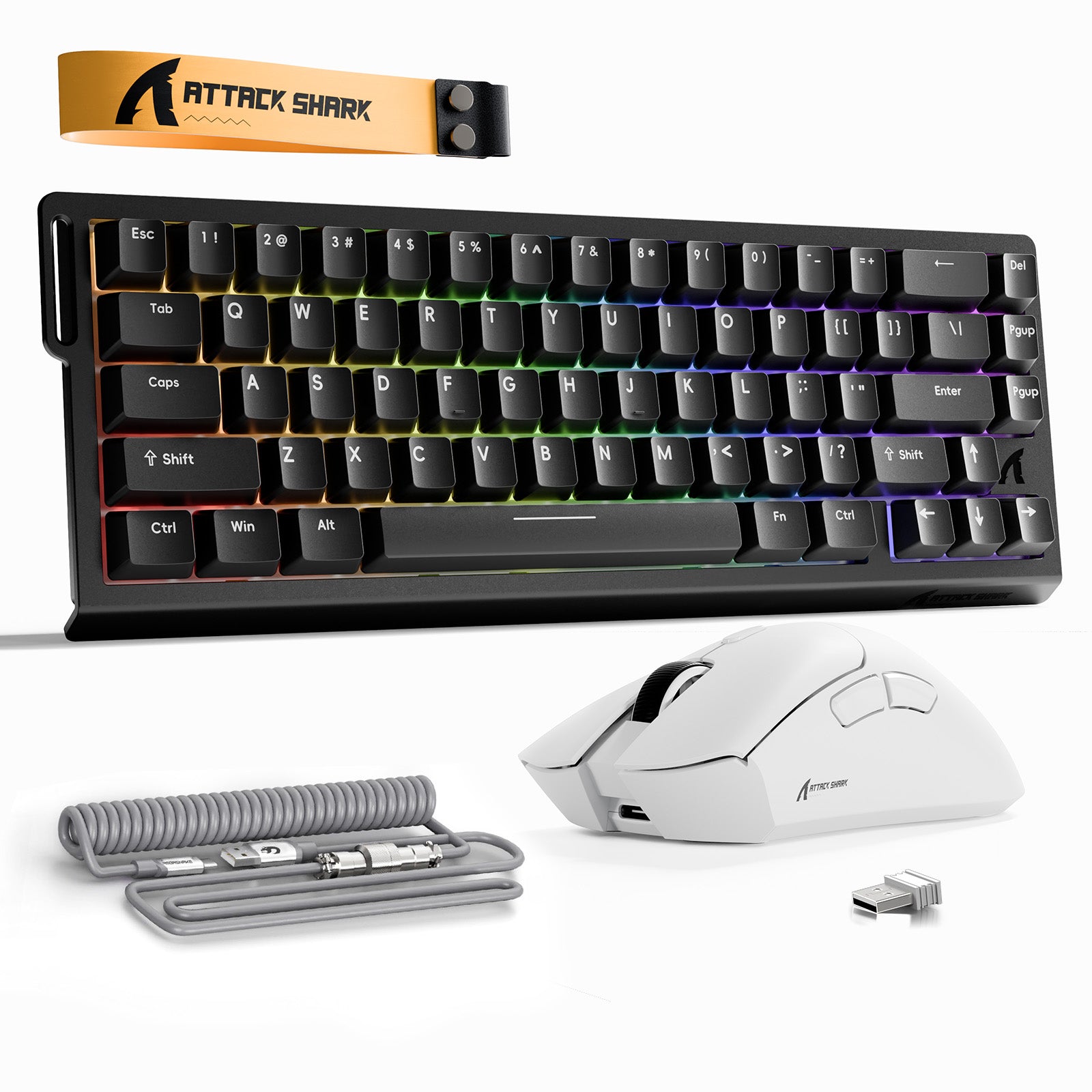 ATTACK SHARK X68HE Tastiera Rapid Trigger + Bundle mouse da gioco wireless R1 + cavo a spirale C01