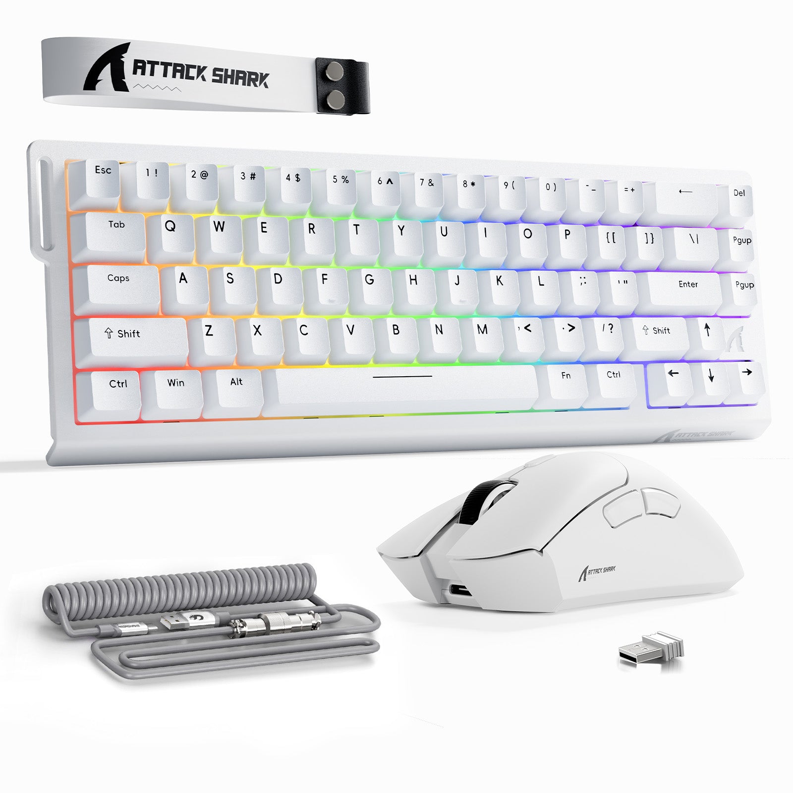 ATTACK SHARK X68HE Tastiera Rapid Trigger + Bundle mouse da gioco wireless R1 + cavo a spirale C01