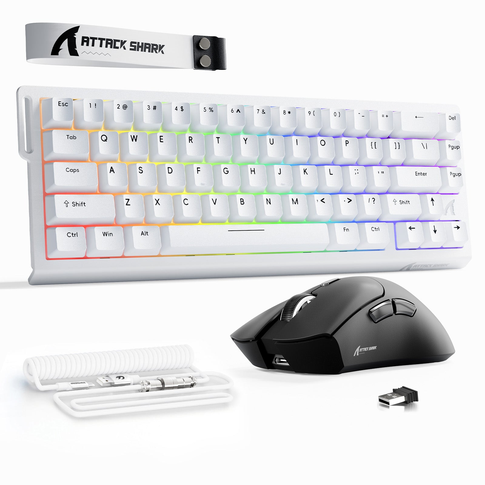 ATTACK SHARK X68HE Tastiera Rapid Trigger + Bundle mouse da gioco wireless R1 + cavo a spirale C01