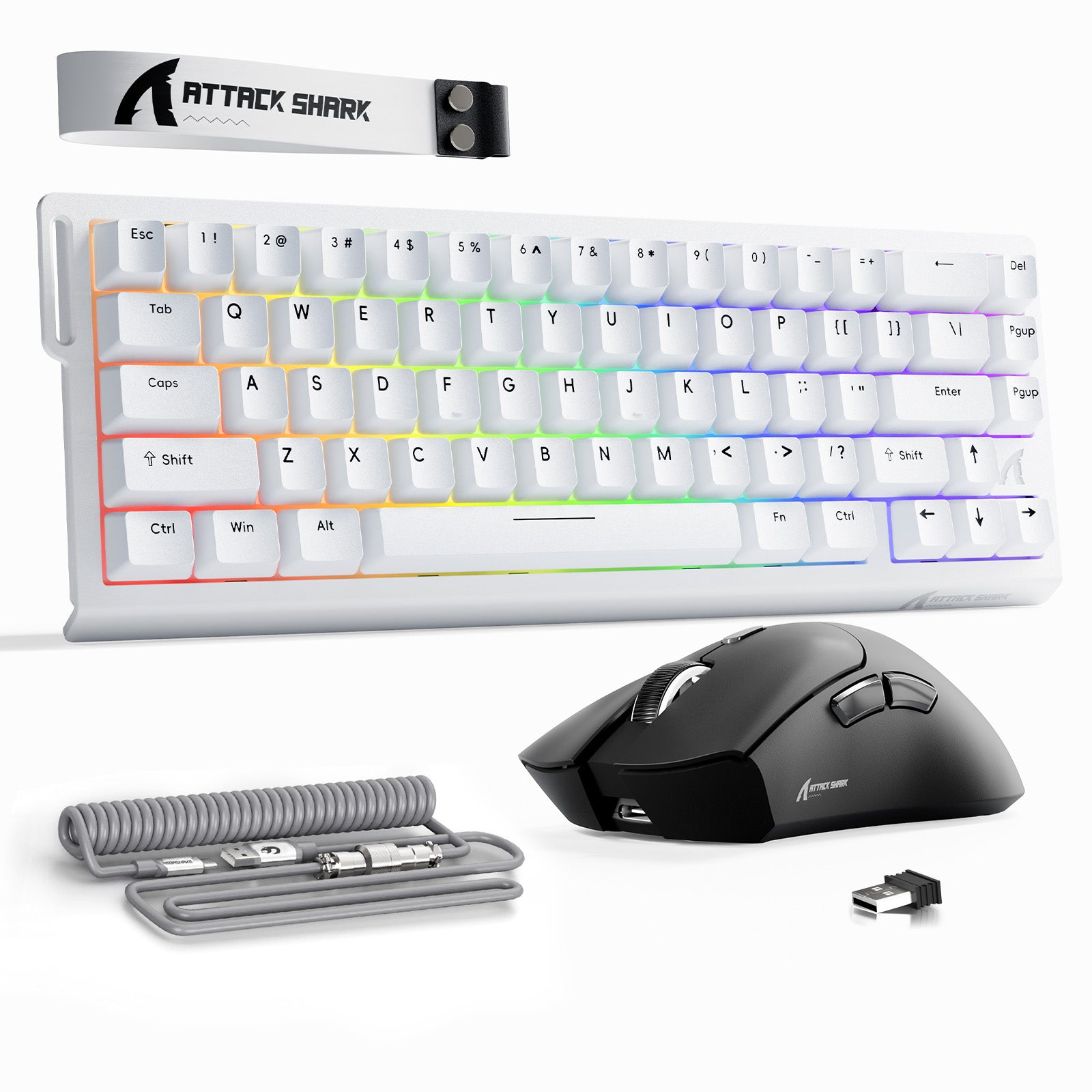 ATTACK SHARK X68HE Tastiera Rapid Trigger + Bundle mouse da gioco wireless R1 + cavo a spirale C01