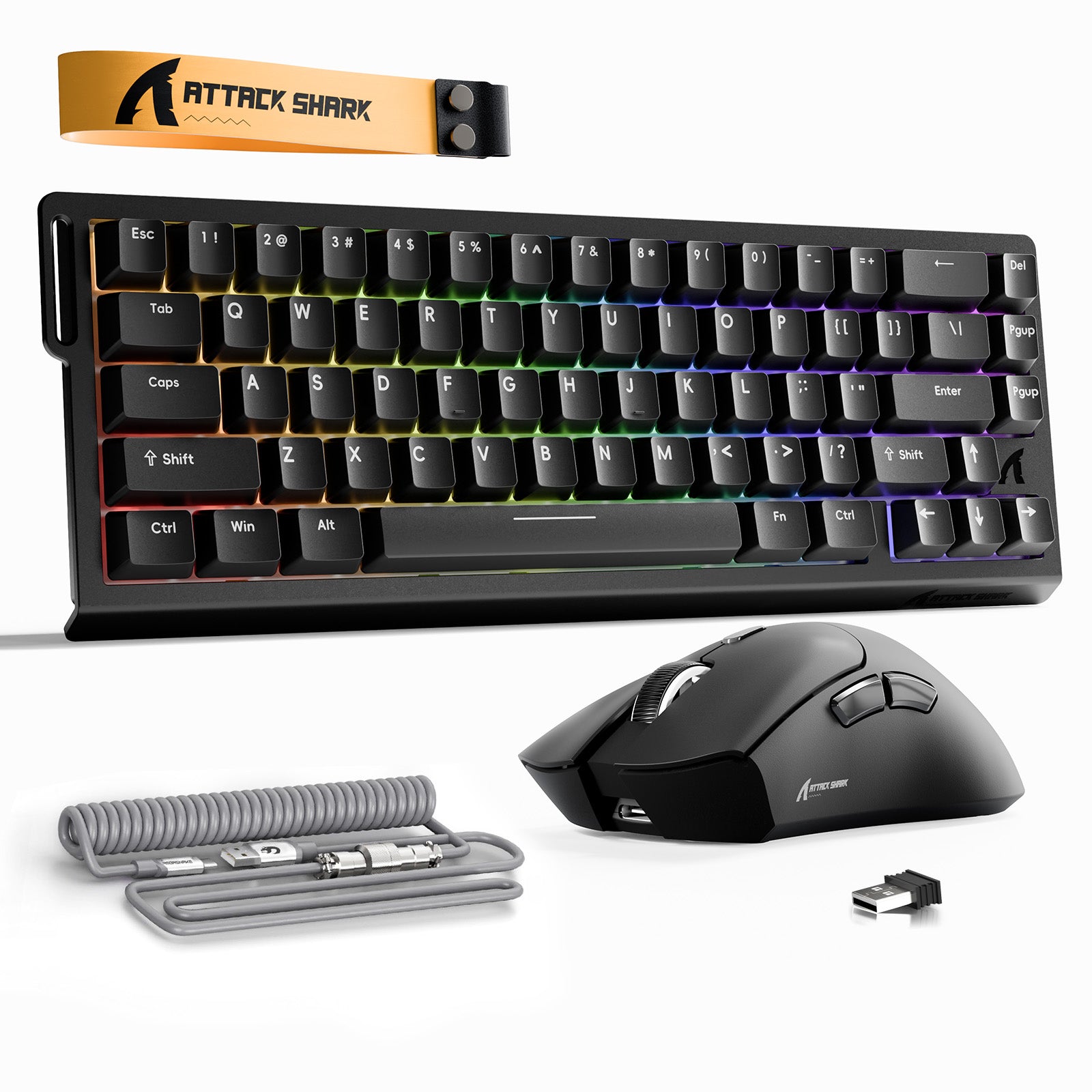 ATTACK SHARK X68HE Tastiera Rapid Trigger + Bundle mouse da gioco wireless R1 + cavo a spirale C01