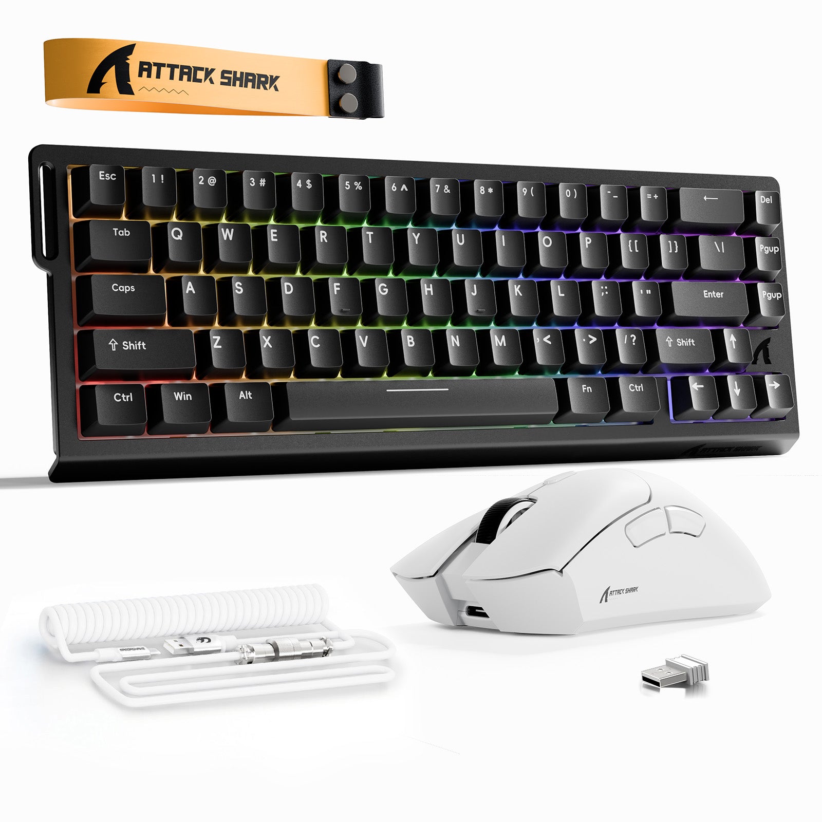 ATTACK SHARK X68HE Tastiera Rapid Trigger + Bundle mouse da gioco wireless R1 + cavo a spirale C01