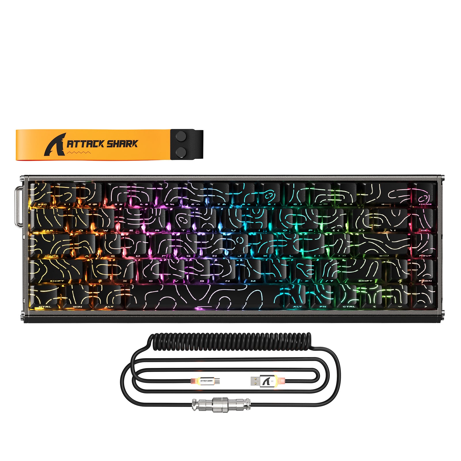 ATTACK SHARK X68MAX HE Tastiera CNC in alluminio con switch magnetici Rapid Trigger e cavo RGB a spirale C01Ultra