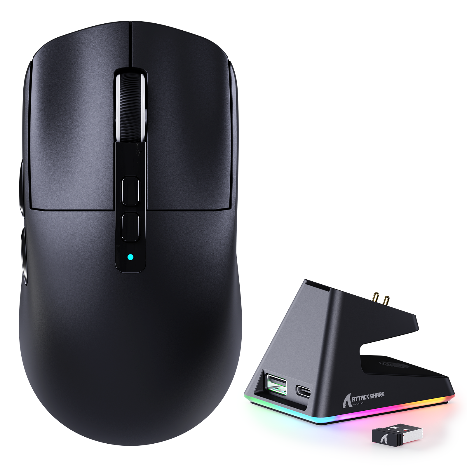 ATTACK SHARK X6 Mouse da gioco a tre modalità con dock di ricarica
