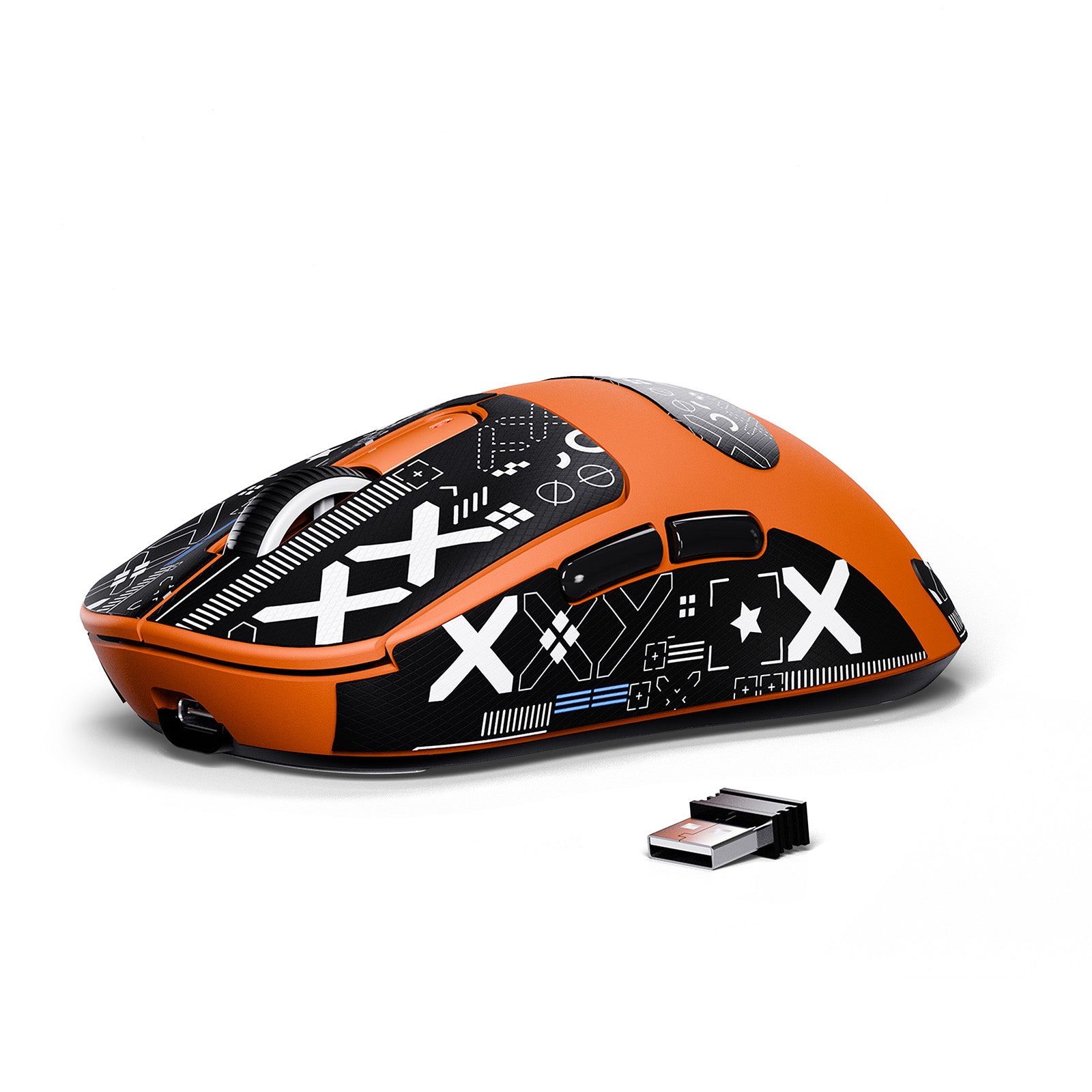 ATTACK SHARK X3 Wireless Gaming Mouse, orange design, ergonomic, with USB receiver