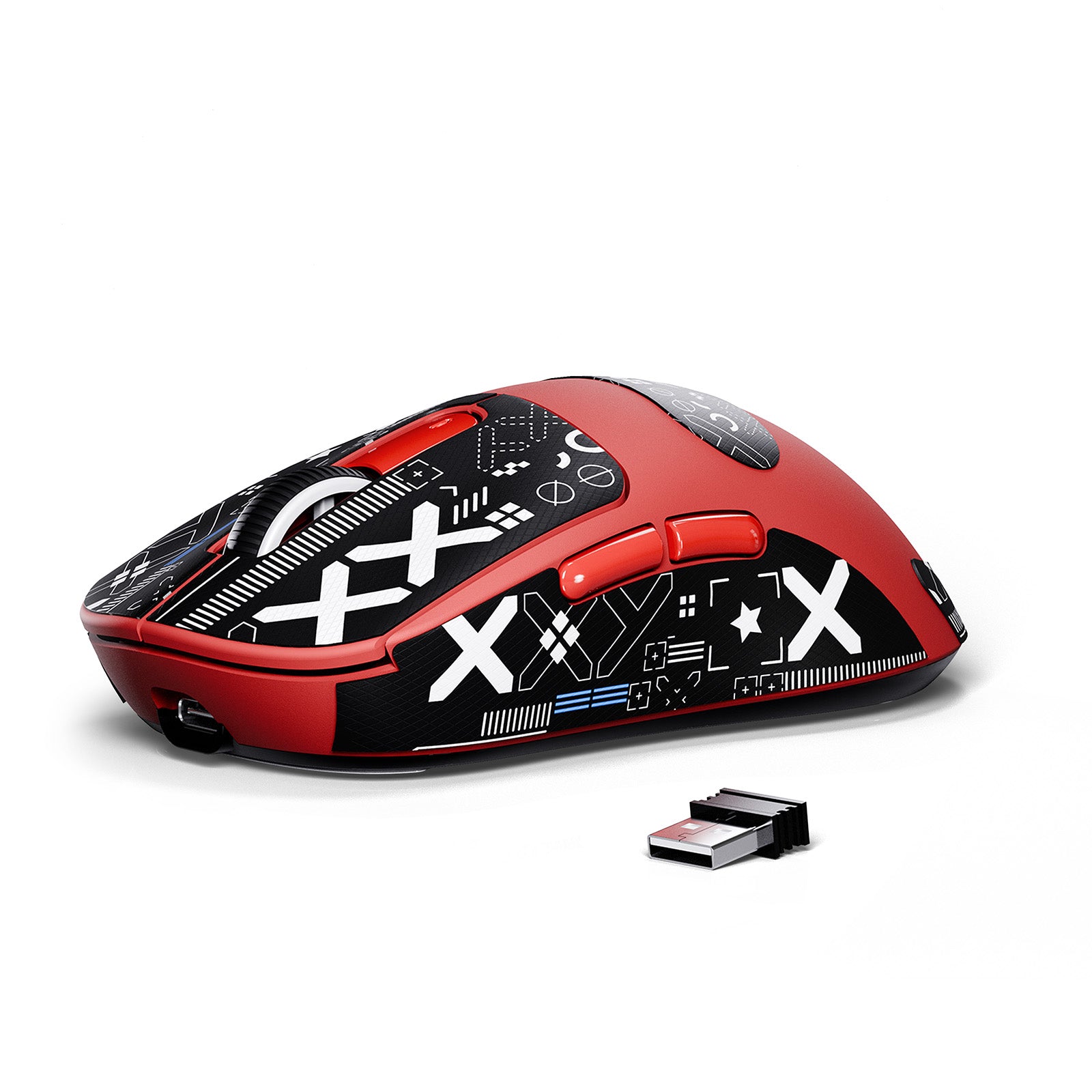 ATTACK SHARK X3 Wireless Gaming Mouse - Red ergonomic design with unique graphic, superlight design.