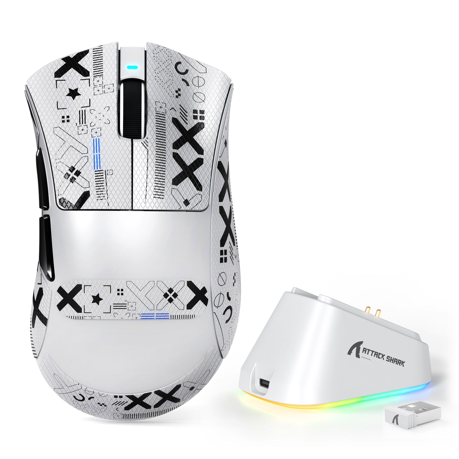 Mouse da gioco ATTACK SHARK V3PRO ultra-leggero tri-mode con base di ricarica